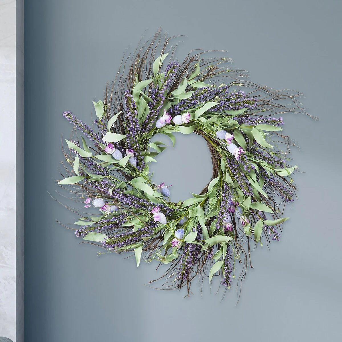 Enova Home Purple Mixed Spring Artificial Flower Wreath