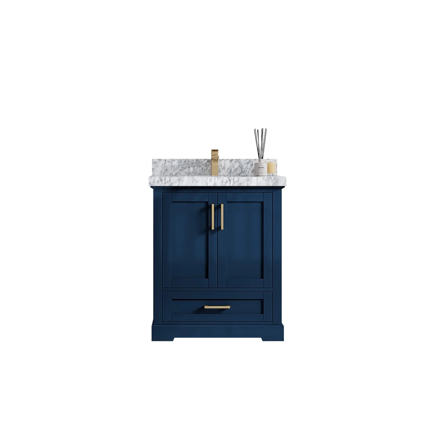 Willow Collection 30 in W x 22 in D x 36 in H Reeded Boston Single Bowl Sink Bathroom Vanity with Quartz or Marble Countertop