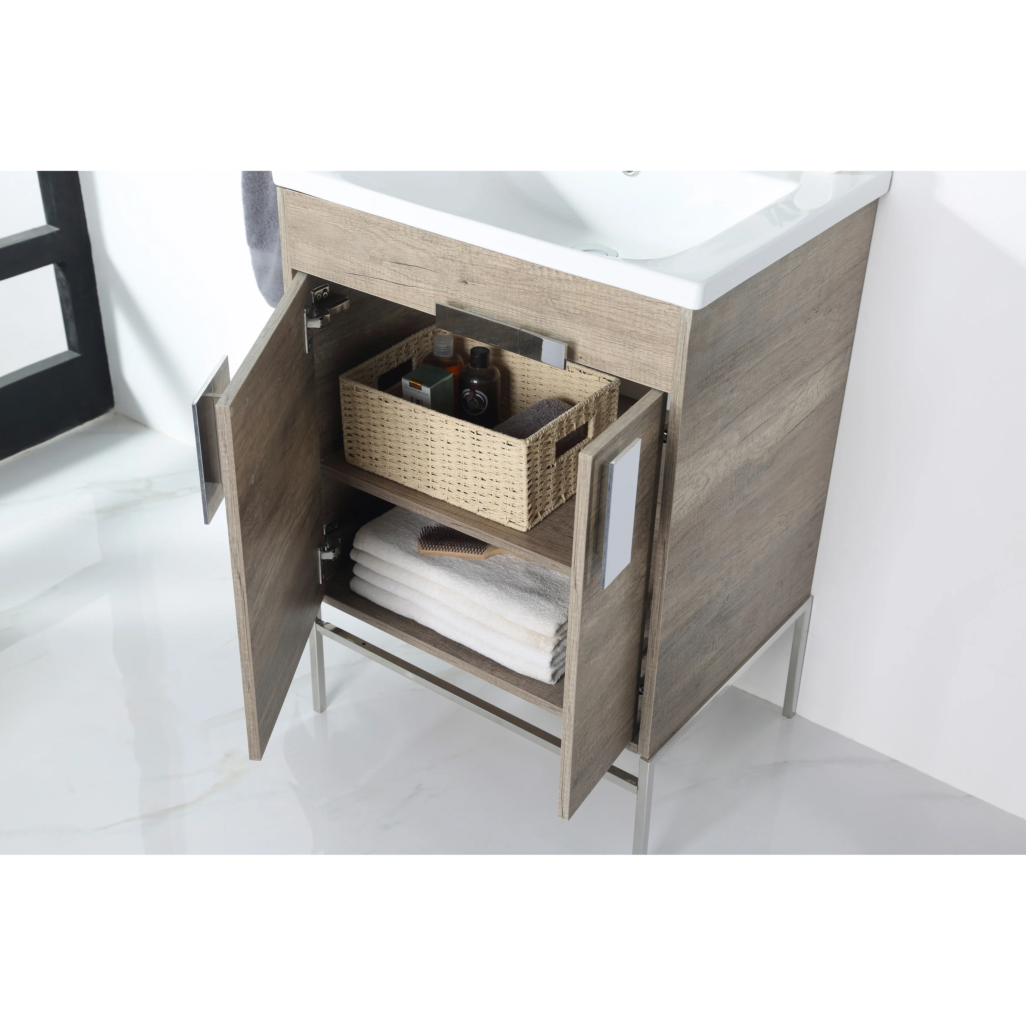 24-inch Modern Bathroom Vanity Set w/ Vitreous China Sink Top