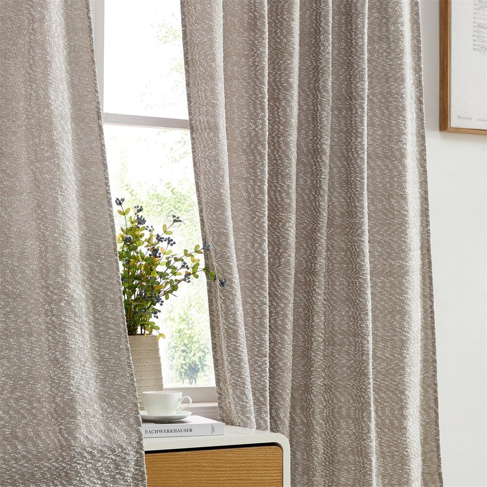 HLC.ME Easton Jacquard Slub Texture - Privacy Curtains with Back Tab Rod Pocket Lightweight Window Curtains Panels, Set of 2