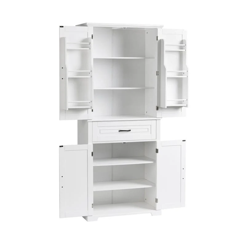Bathroom Floor Cabinet, Freestanding Storage Cabinet with Doors and Drawer, Kitchen Cupboard with Adjustable Shelf
