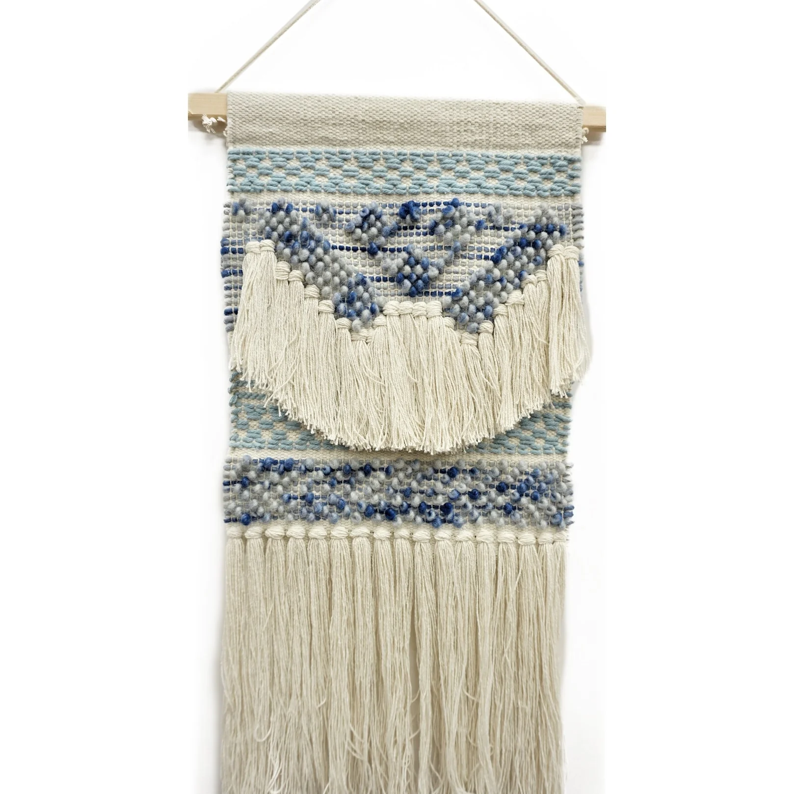 Home&Manor Wool and Cotton Macrame Wall Hanging with Rod Included - Exact Size