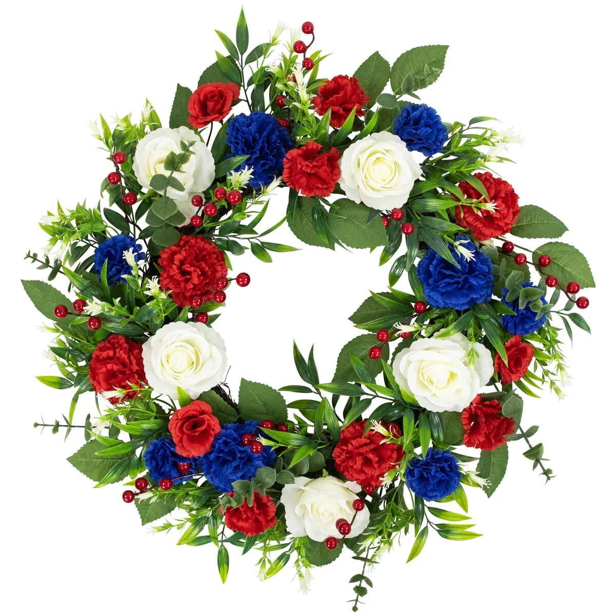 Carnation and Rose Artificial Americana Wreath - 24