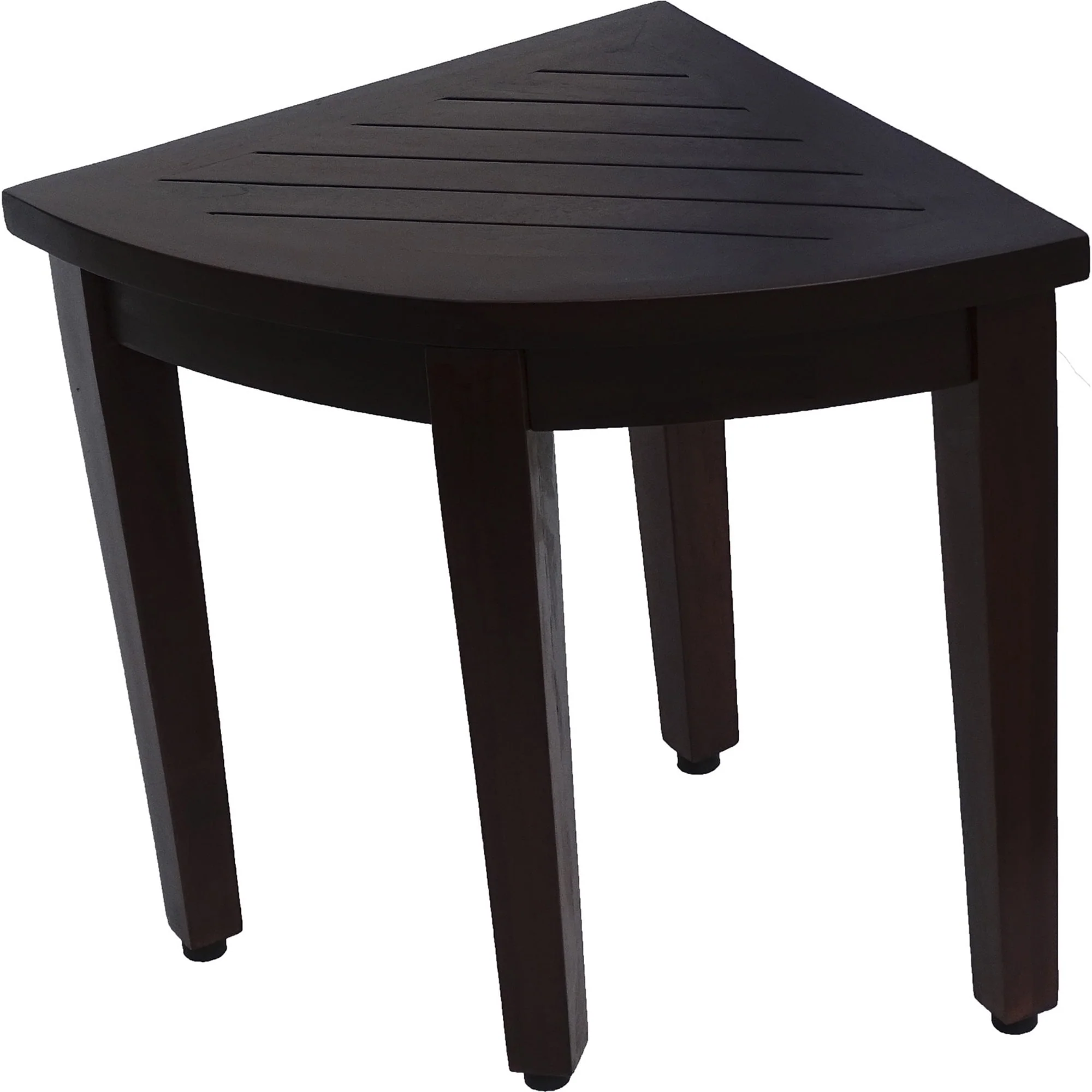 Compact Teak Corner Shower/ Outdoor Bench with Shelf in Brown Finish