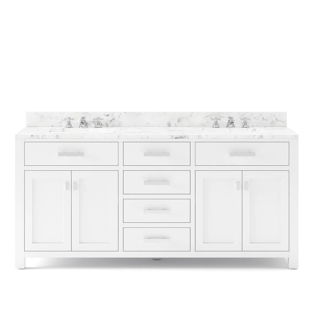 Water Creation Madison 72-inch Solid White Double Sink Bathroom Vanity