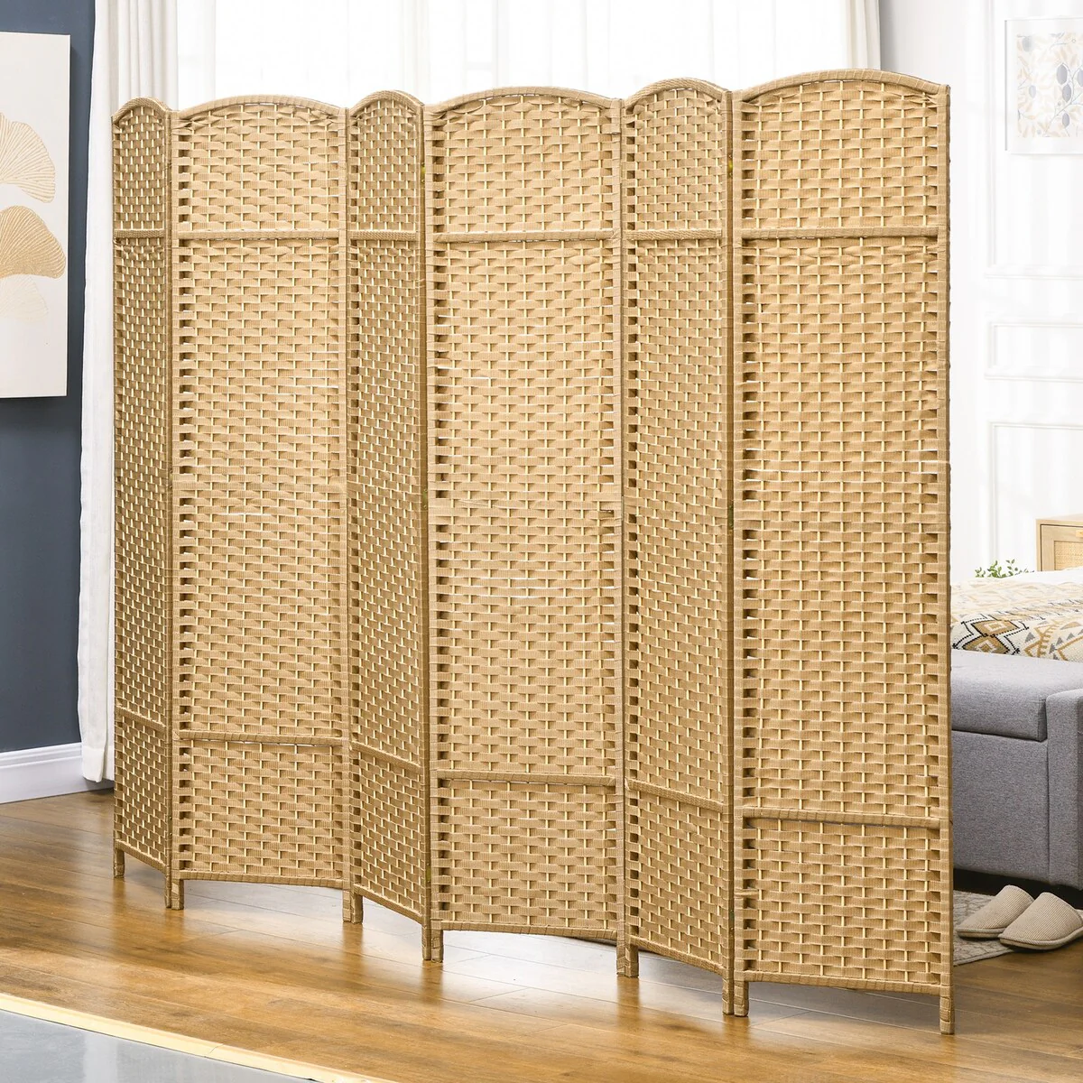 Freestanding 6-Panel Folding Privacy Screen Room Divider