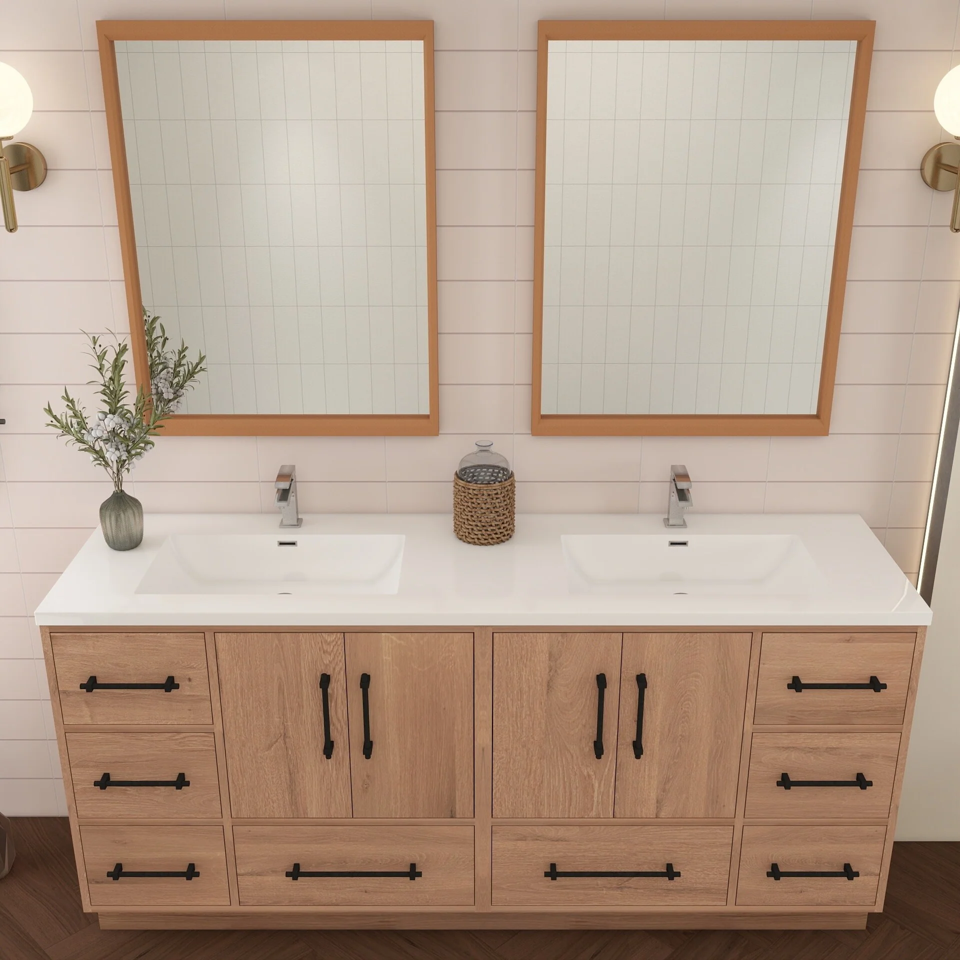 Victoria 72'' Freestanding Vanity with Double Reinforced Acrylic Sink - 71.5