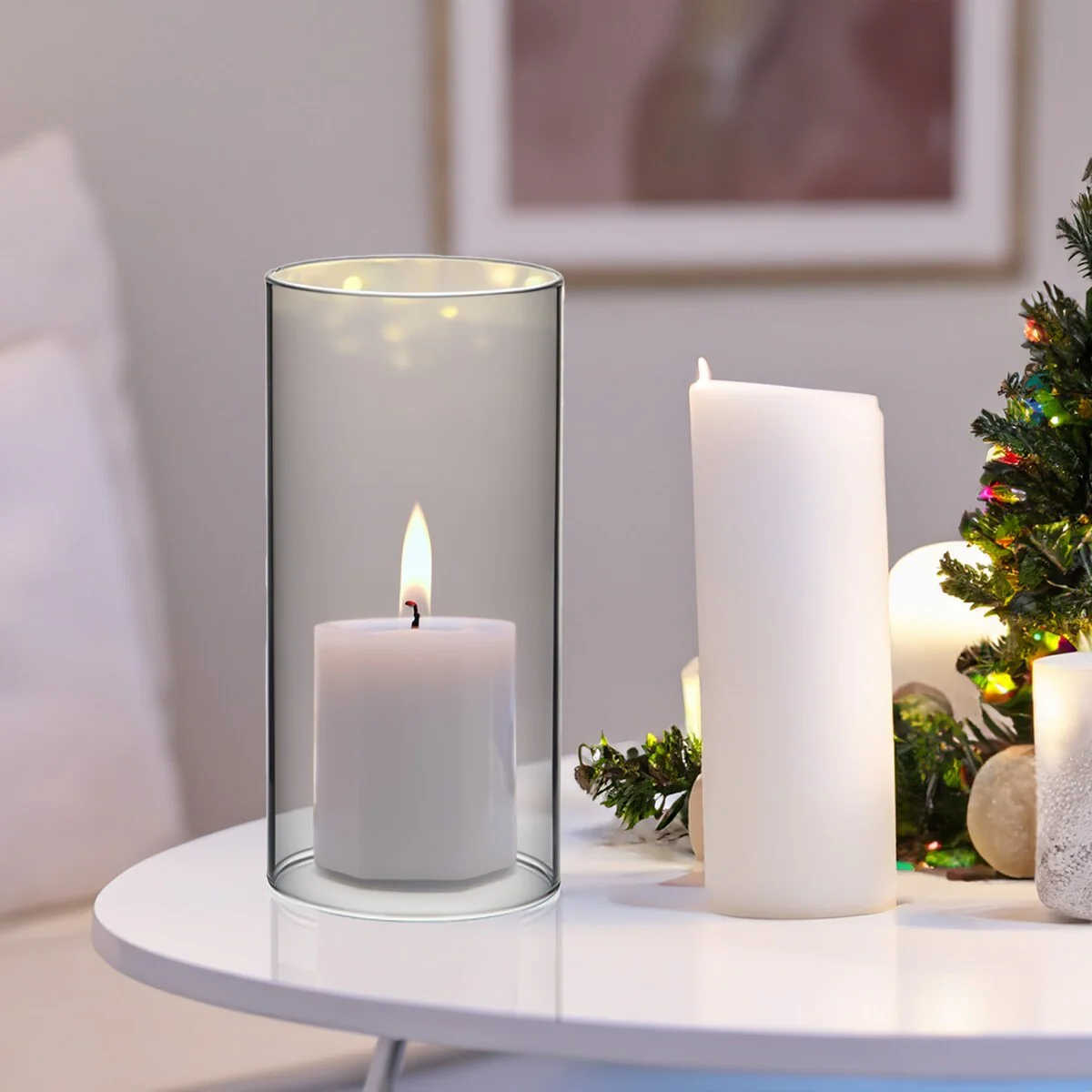 Clear Glass Cylinder Hurricane Chimney Tube, Candle Cover - 1 Piece