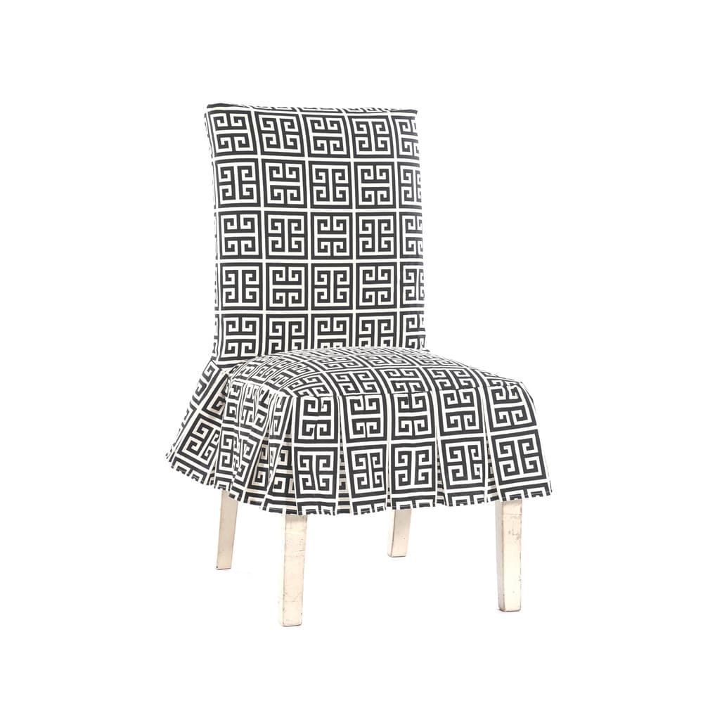 Roman Key Short Pleated Dining Chair Slipcover
