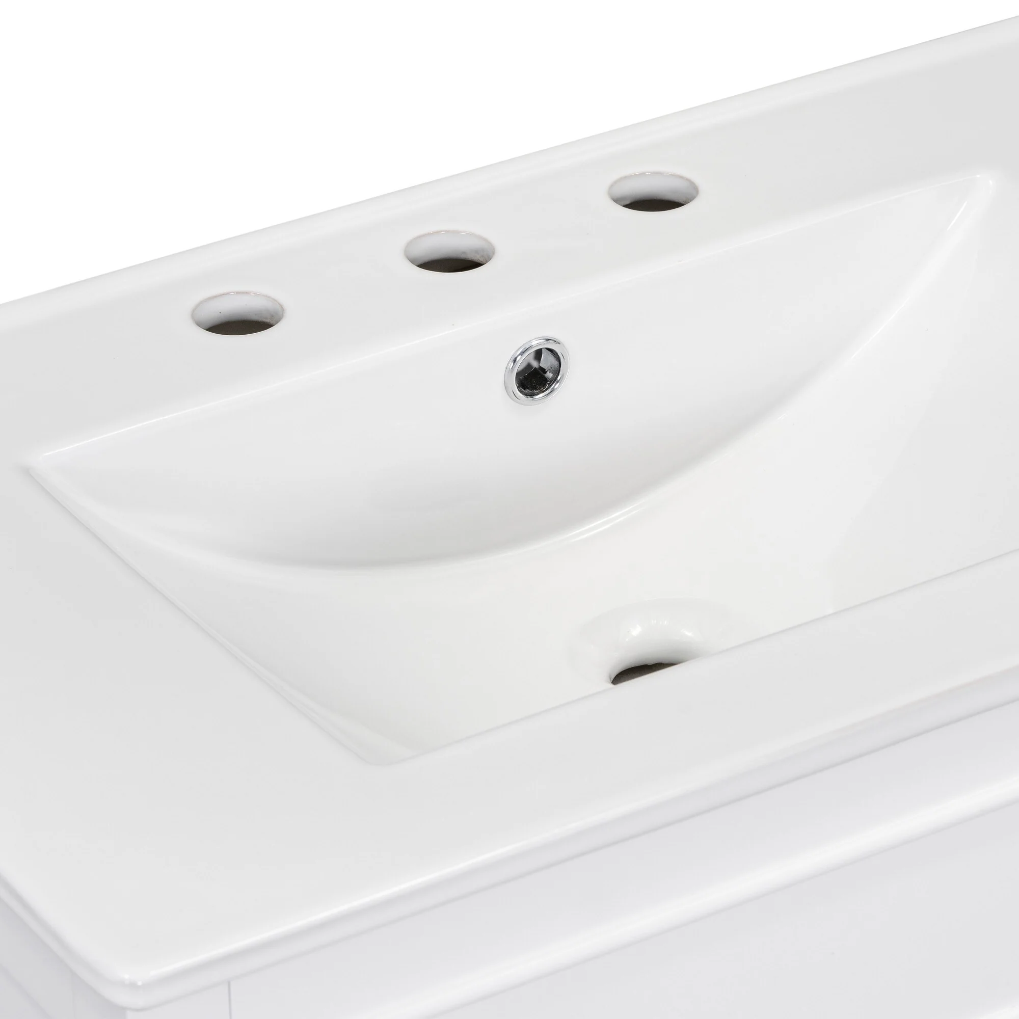 30'' Solid Wood Bathroom Vanity with Cabinet, 2 Drawers, and Ceramic Sink
