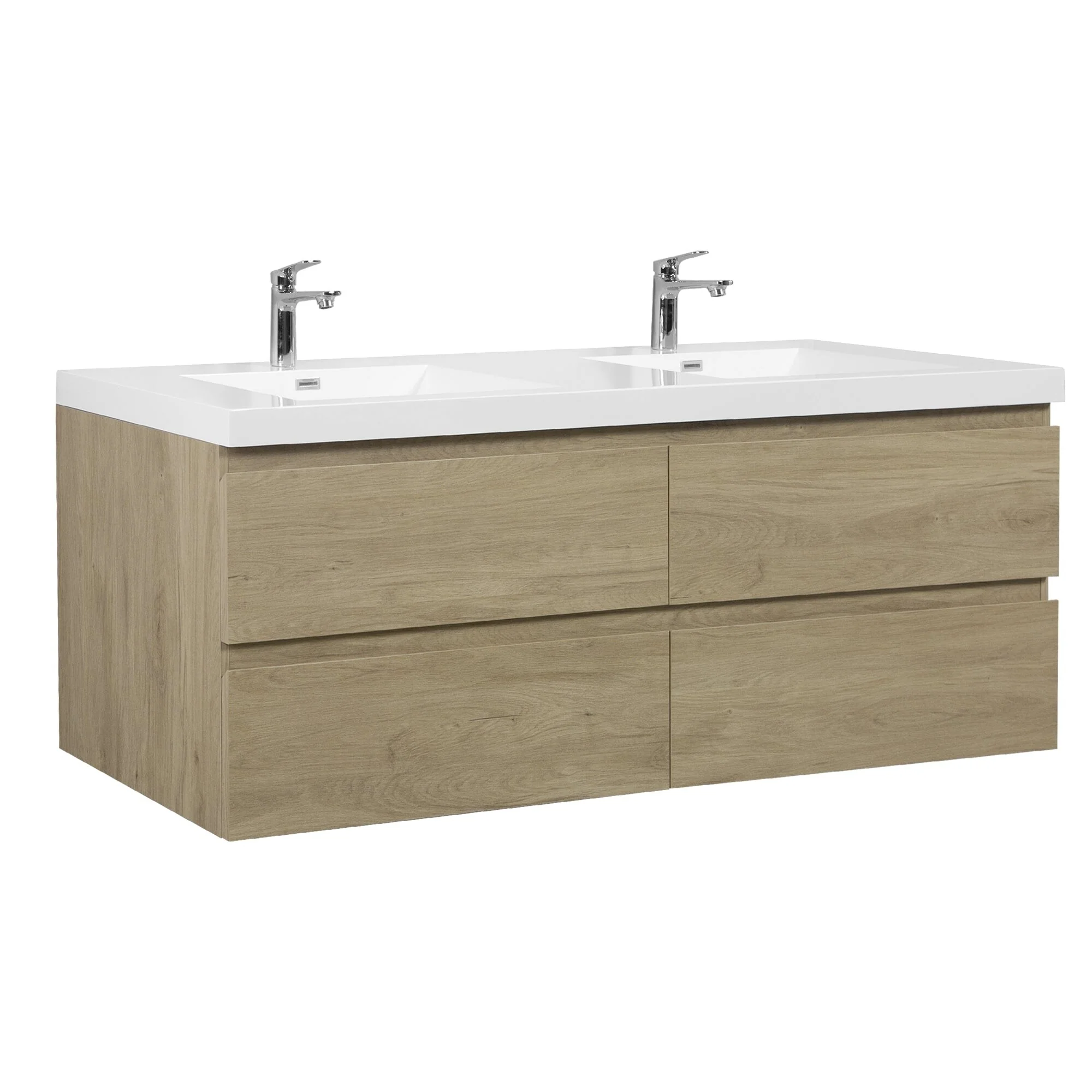MDF Floating Bathroom Vanity with Integrated Resin Sink