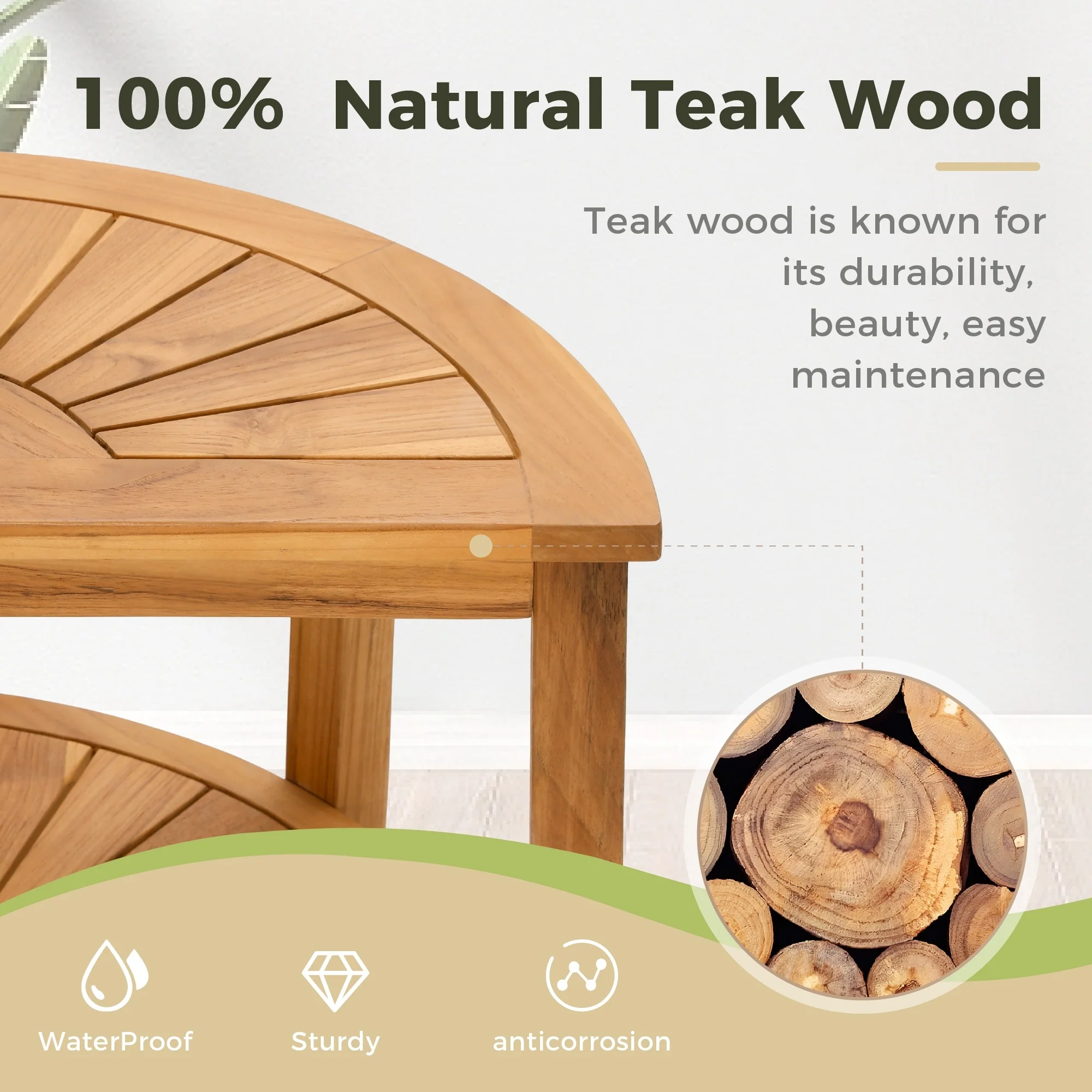 Bathroom Stool with Storage Shelf, Teak Shower Bench Waterproof Wood Bench, Shower Seat