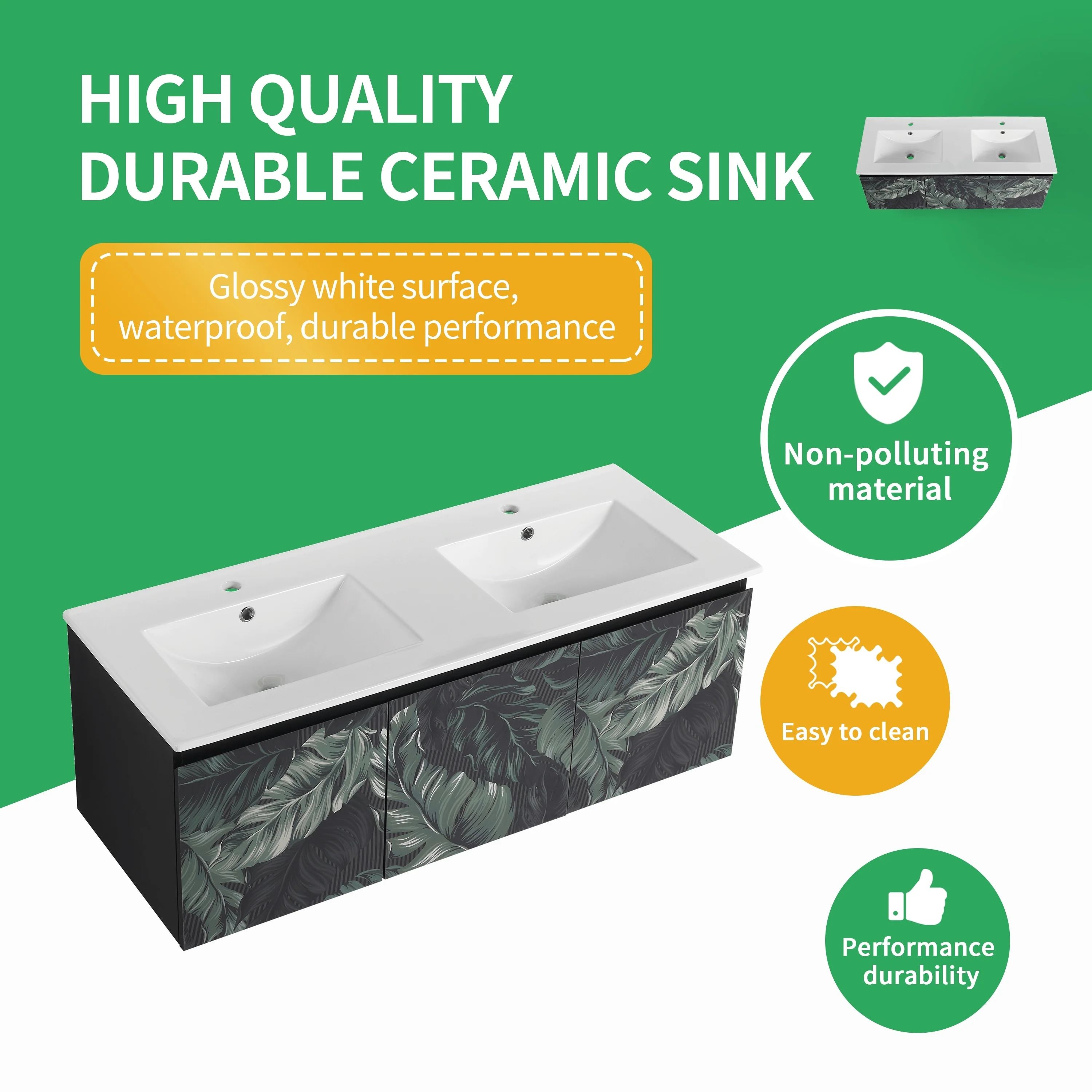 BNK 24/30/48 Inch Double Sink Bathroom Vanity with Soft Close Door