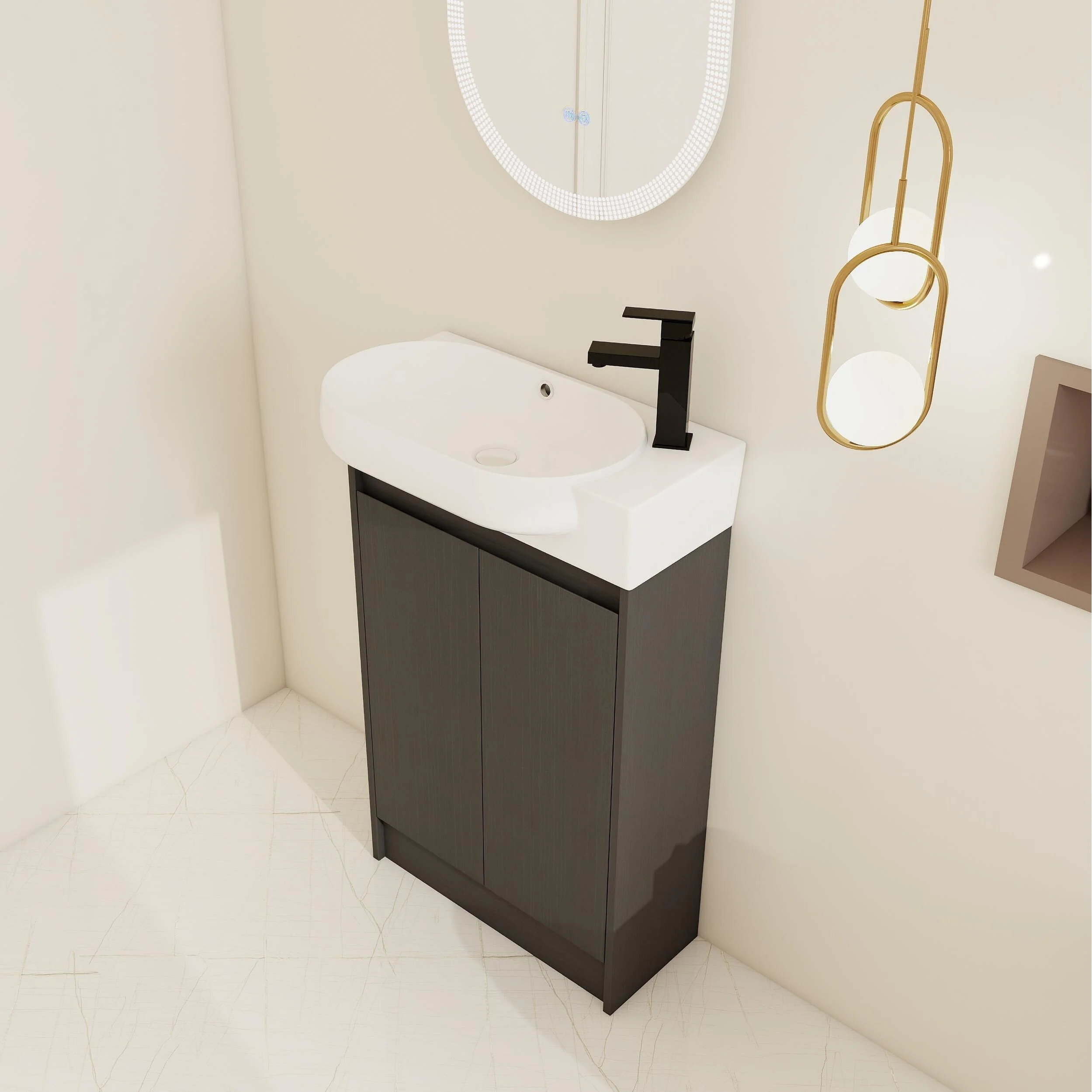 BNK 16/18/23 inch Freestanding/Floating Bathroom Vanity with Single Sink,Powder Room Vanity with Soft Close Door