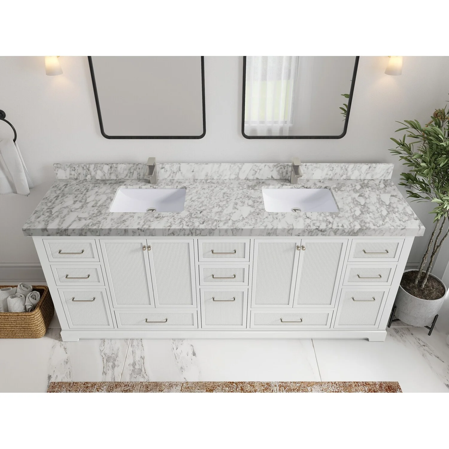 Willow Collections 84 in. W x 22 in. D Alys Double Bowl Sink Bathroom Vanity with Countertop