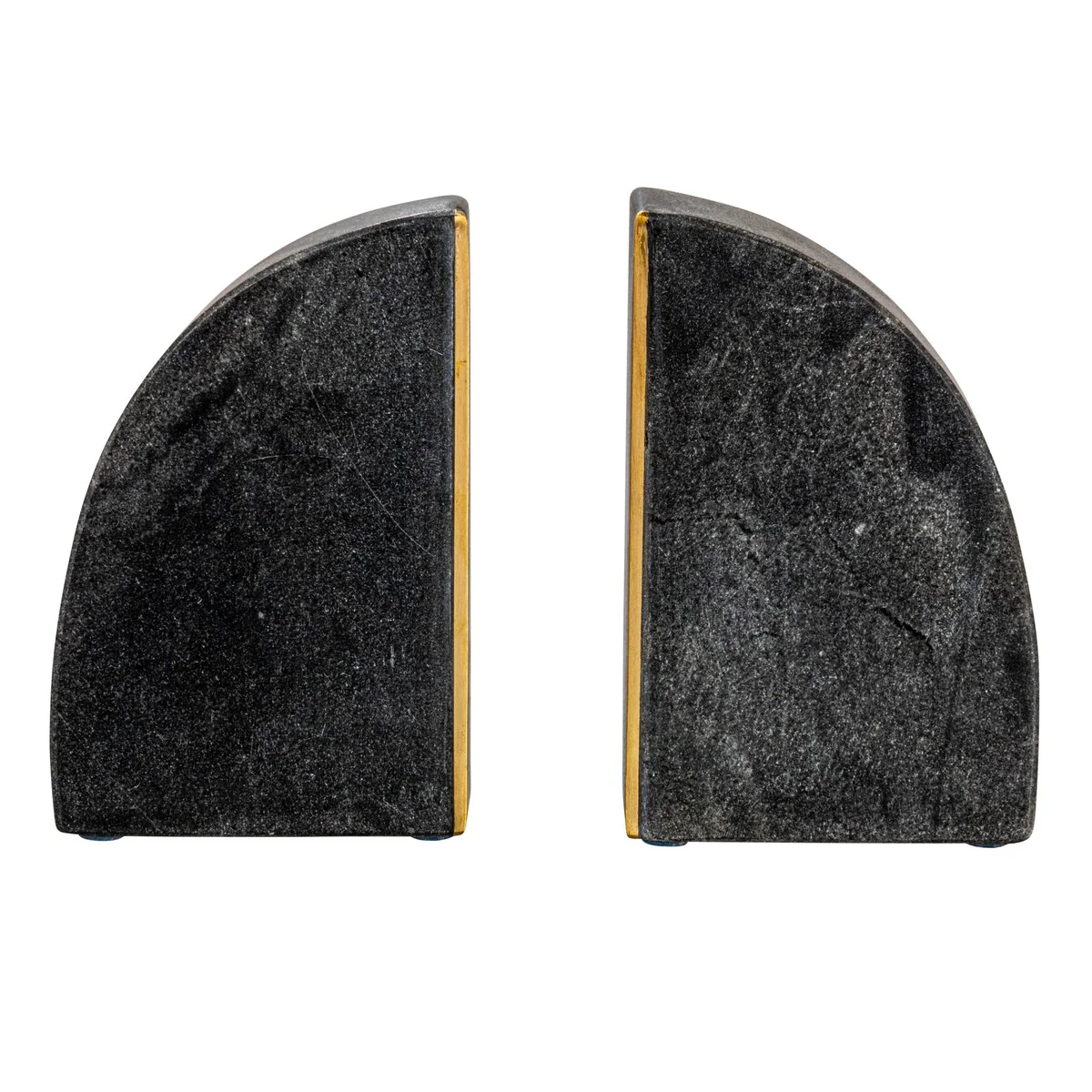 Arched Marble Bookends with Brass Detail - 5.5