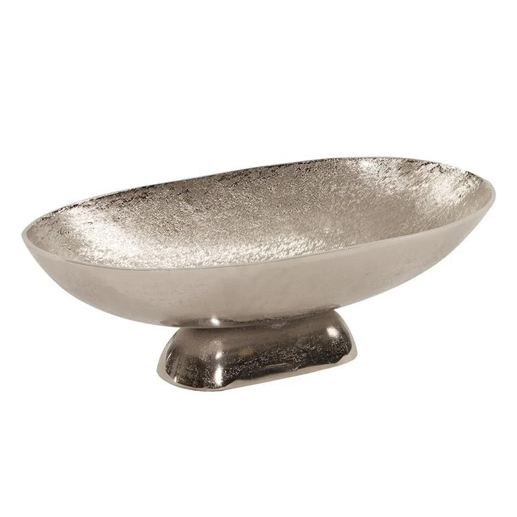 Allan Andrews Silver Metal Textured Footed Bowl, Large
