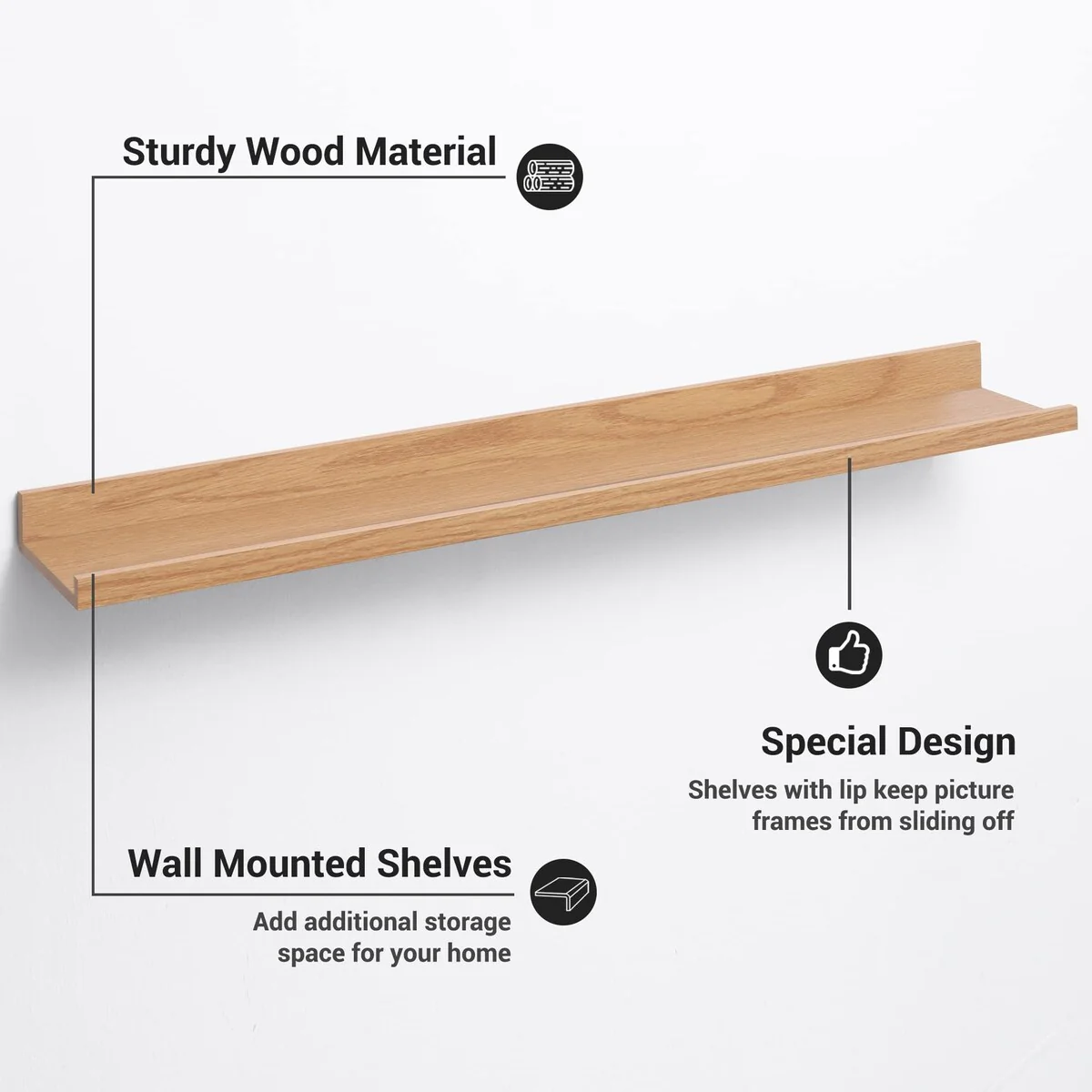 Picture Ledge Shelf, Floating Shelves Wall Mounted Set of 3