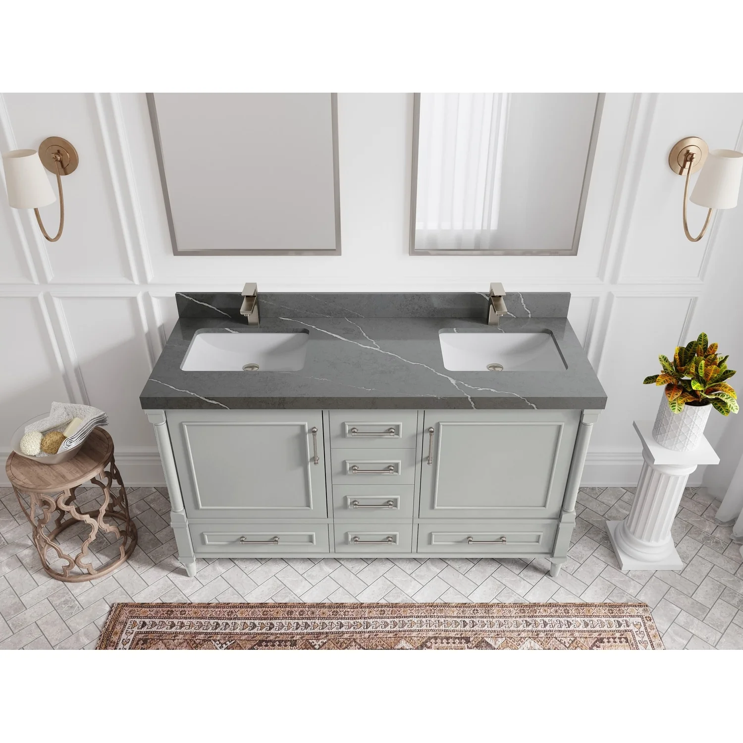 Willow Collections 60 in. W x 22 in. D Aberdeen Double Sink Bathroom Vanity with Countertop