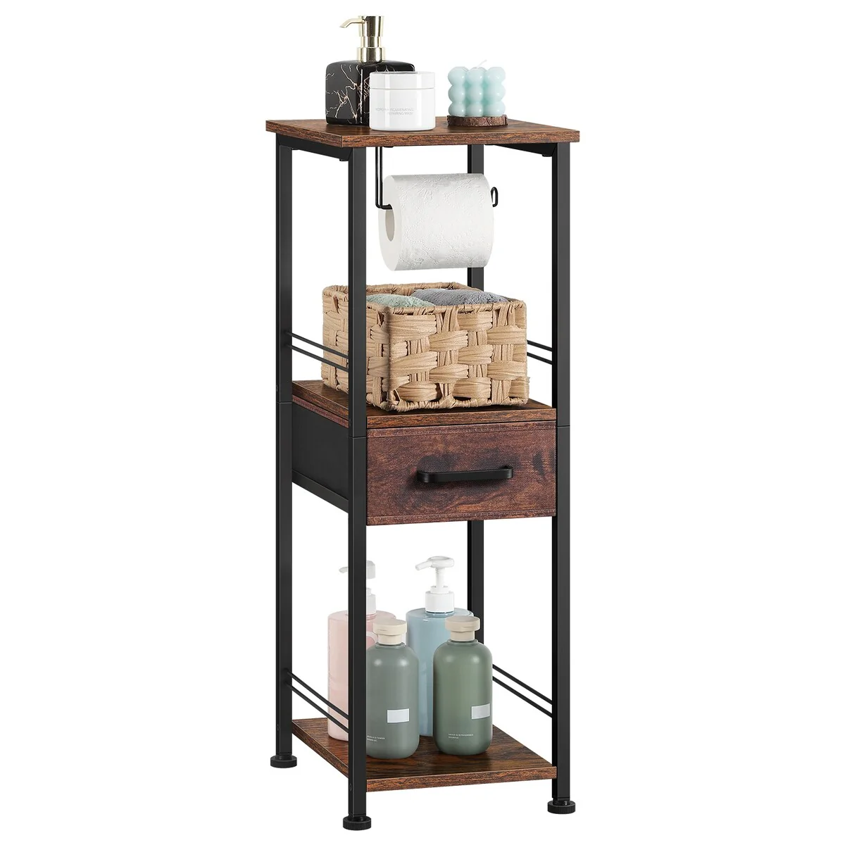 Freestanding Toilet Paper Storage Cabinet with Sliding Storage Drawer