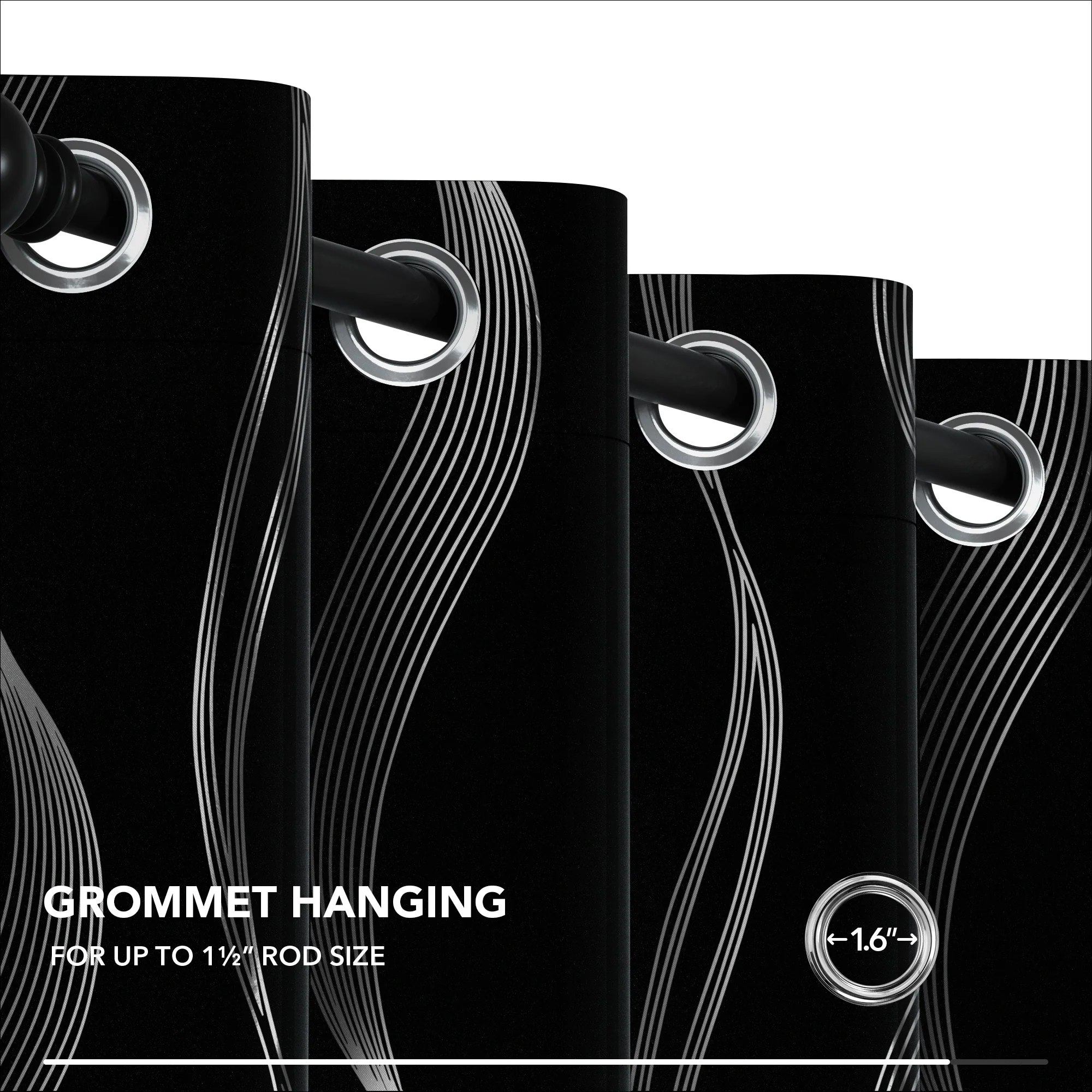 Deconovo Silver Wave 52 Width Curtain Panel Pair (2 Panel)