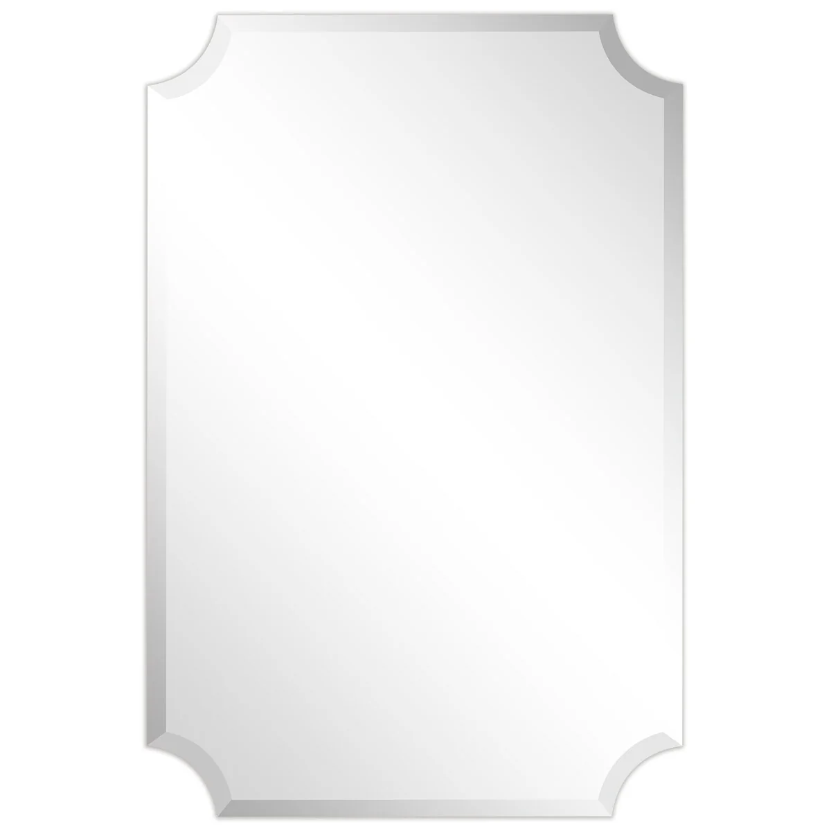 Frameless Rectangle Scalloped Beveled Wall Mirror, Bathroom, Vanity, Bedroom Mirror,1