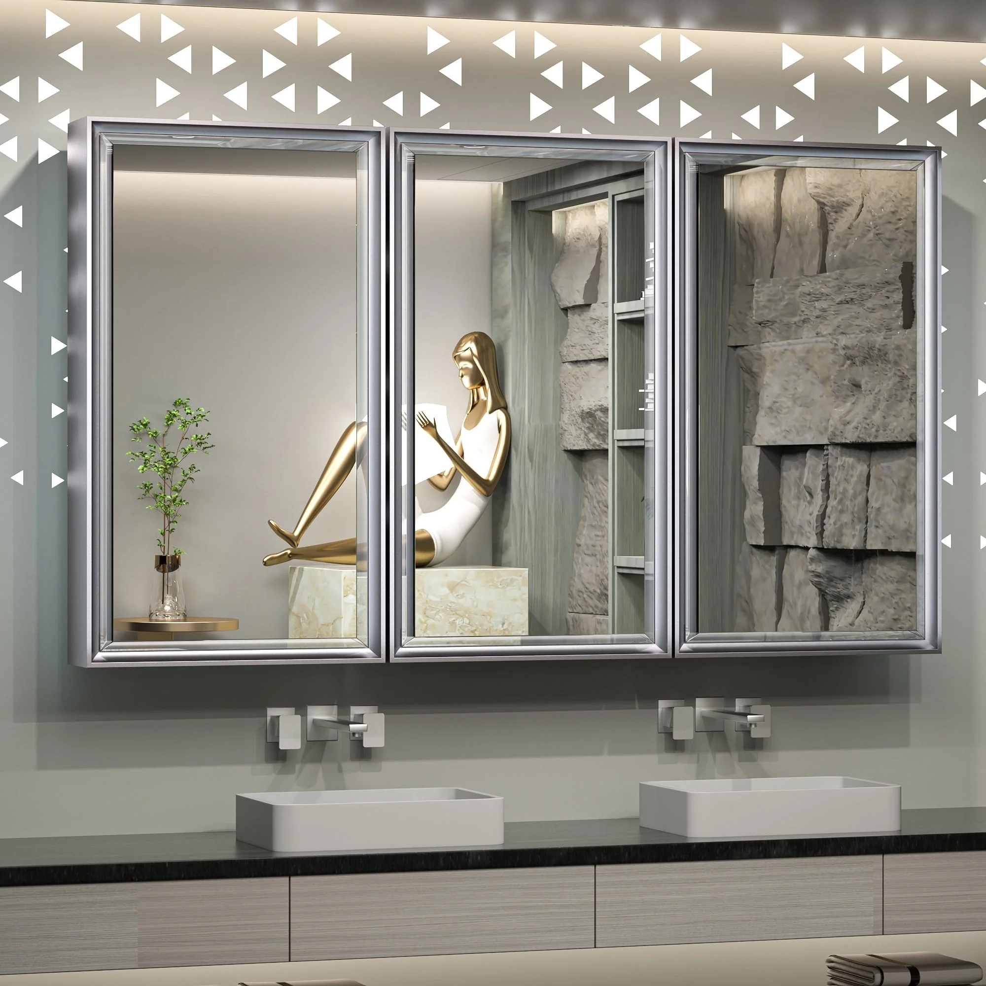 TokeShimi Medicine Cabinets for Bathroom with Mirror, Beveled Framed