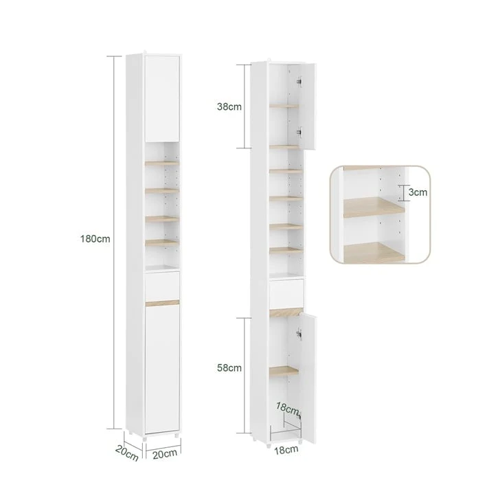 SoBuy BZR34-W, Bathroom Tall Cabinet Cupboard Storage Cabinet