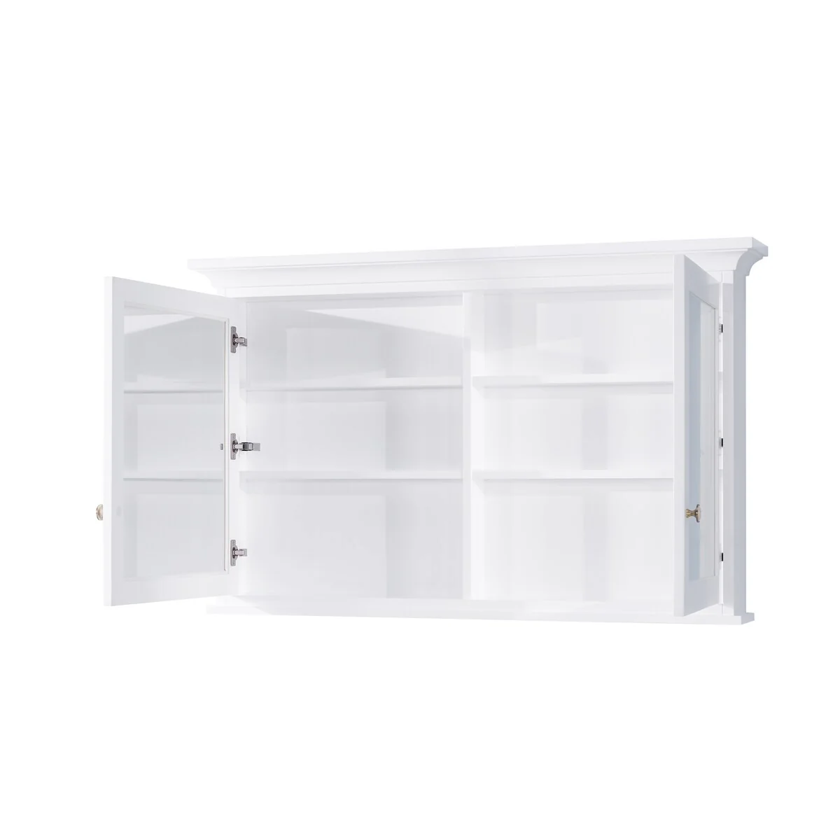 30''H Surface Mount Solid Wood Framed Medicine Cabinet With Mirror And Wooden Shelves