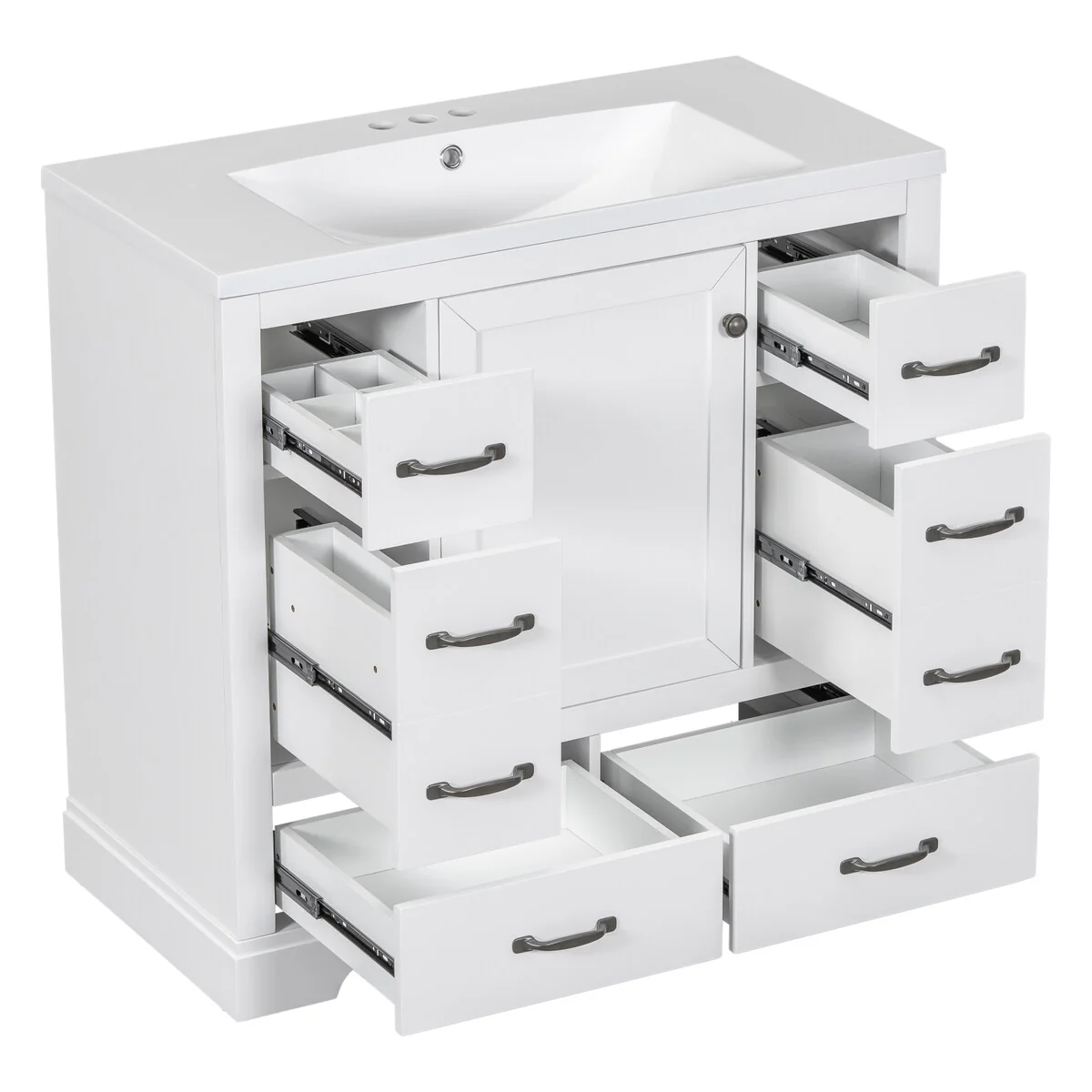Bathroom Vanity Cabinet with Multi-Functional Drawer and Adjustable Shelf