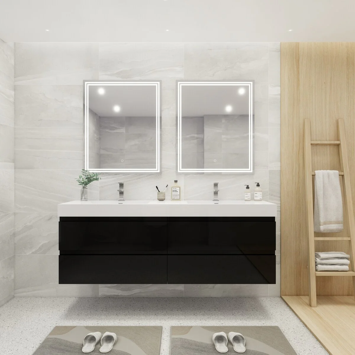 Baillie 72'' Wall-Mounted Vanity with Double Reinforced Acrylic Sink