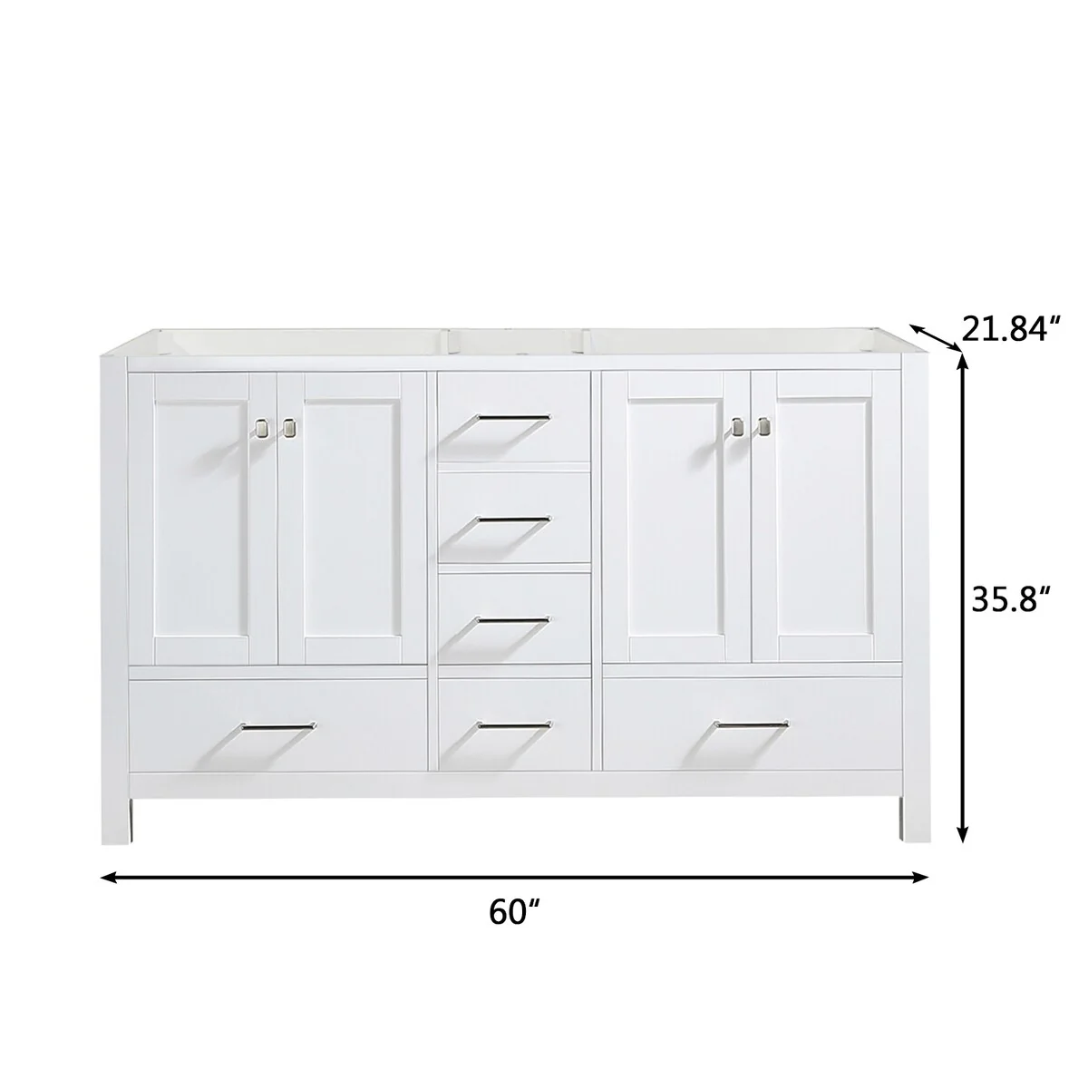 BATHLET 60 inch Quartz Countertop Double Sink Bathroom Vanity Set