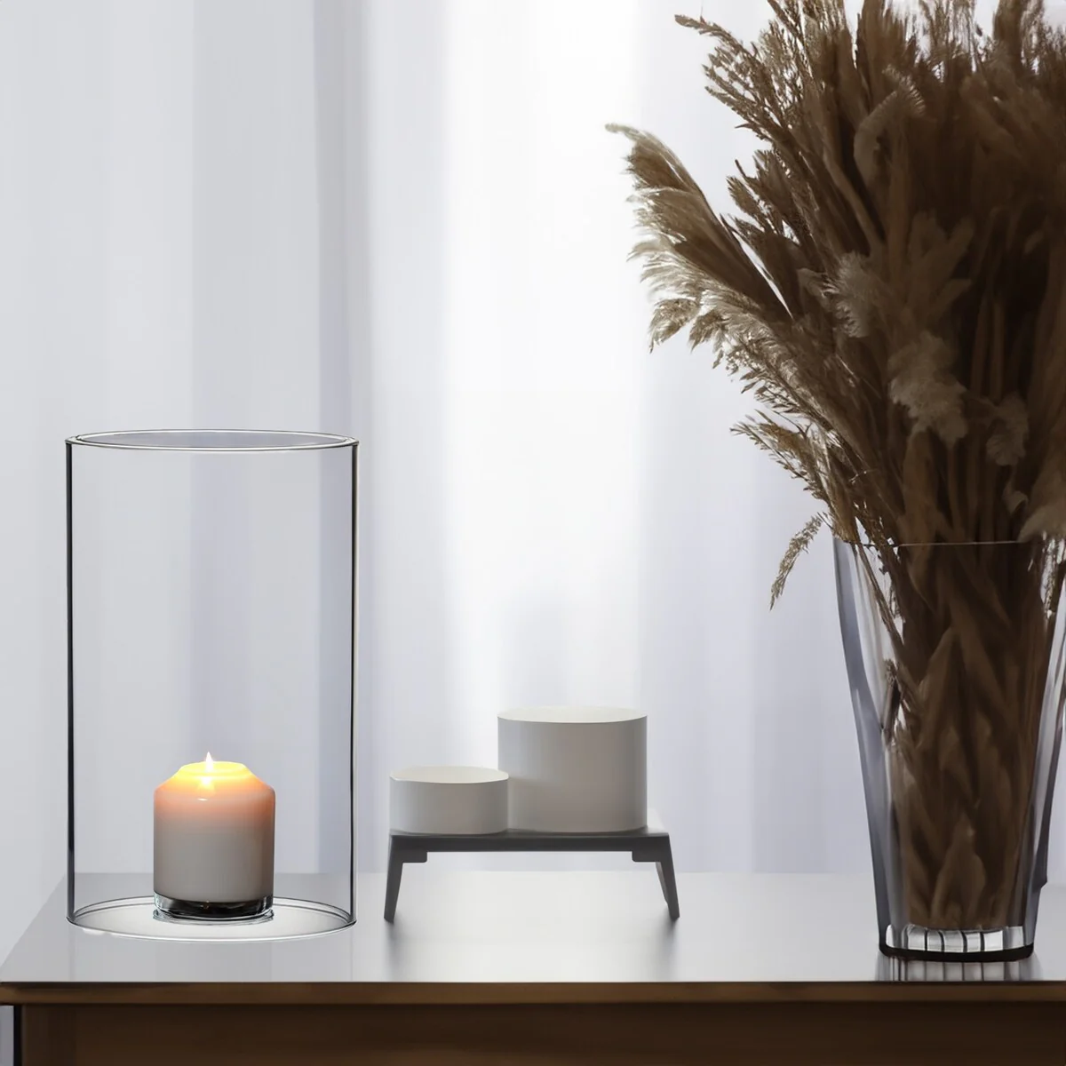 Clear Glass Cylinder Hurricane Chimney Tube, Candle Cover - 1 Piece