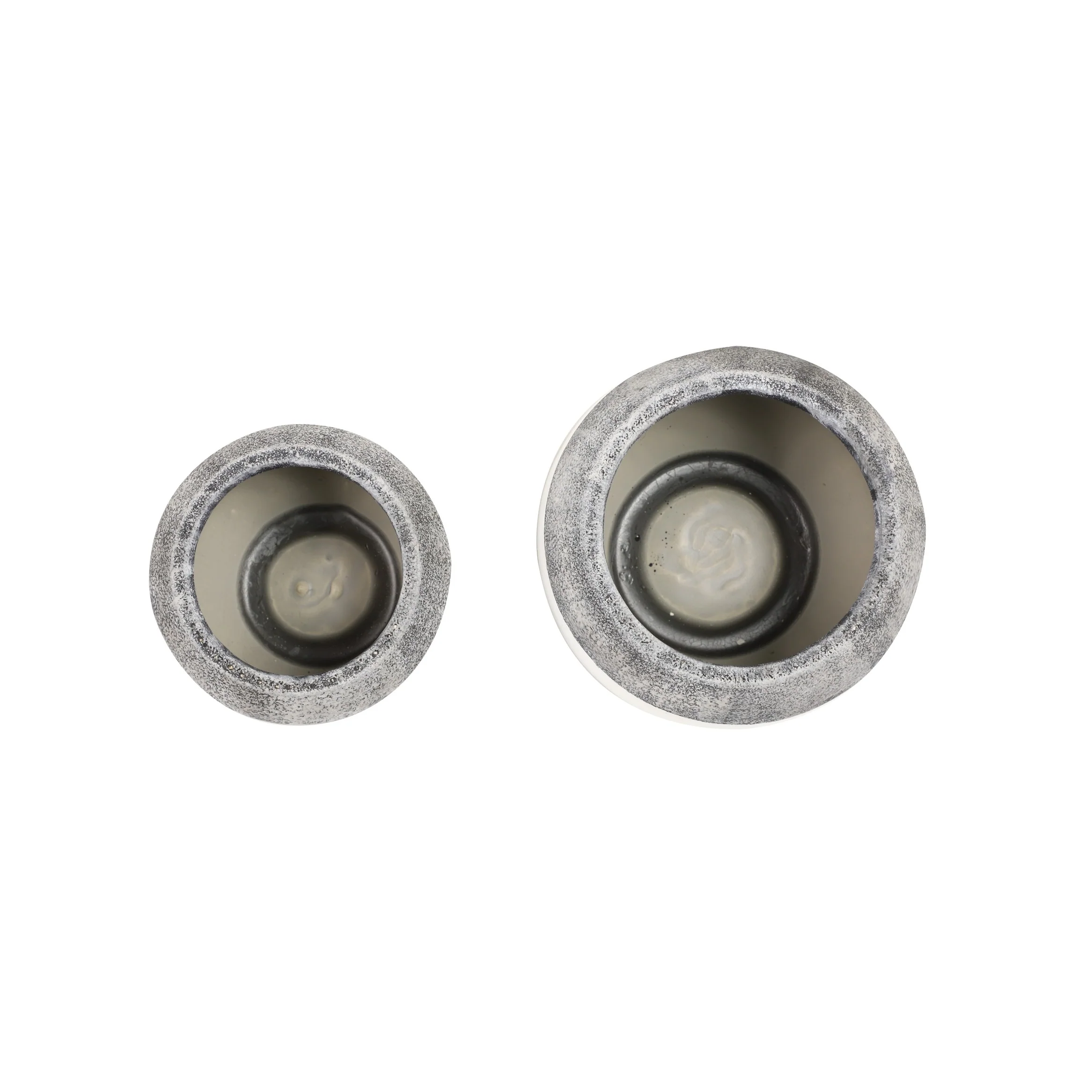 Textured Grey/ Glossy White Ceramic Jars with Lids (Set of 2) - 7 x 7 x 8