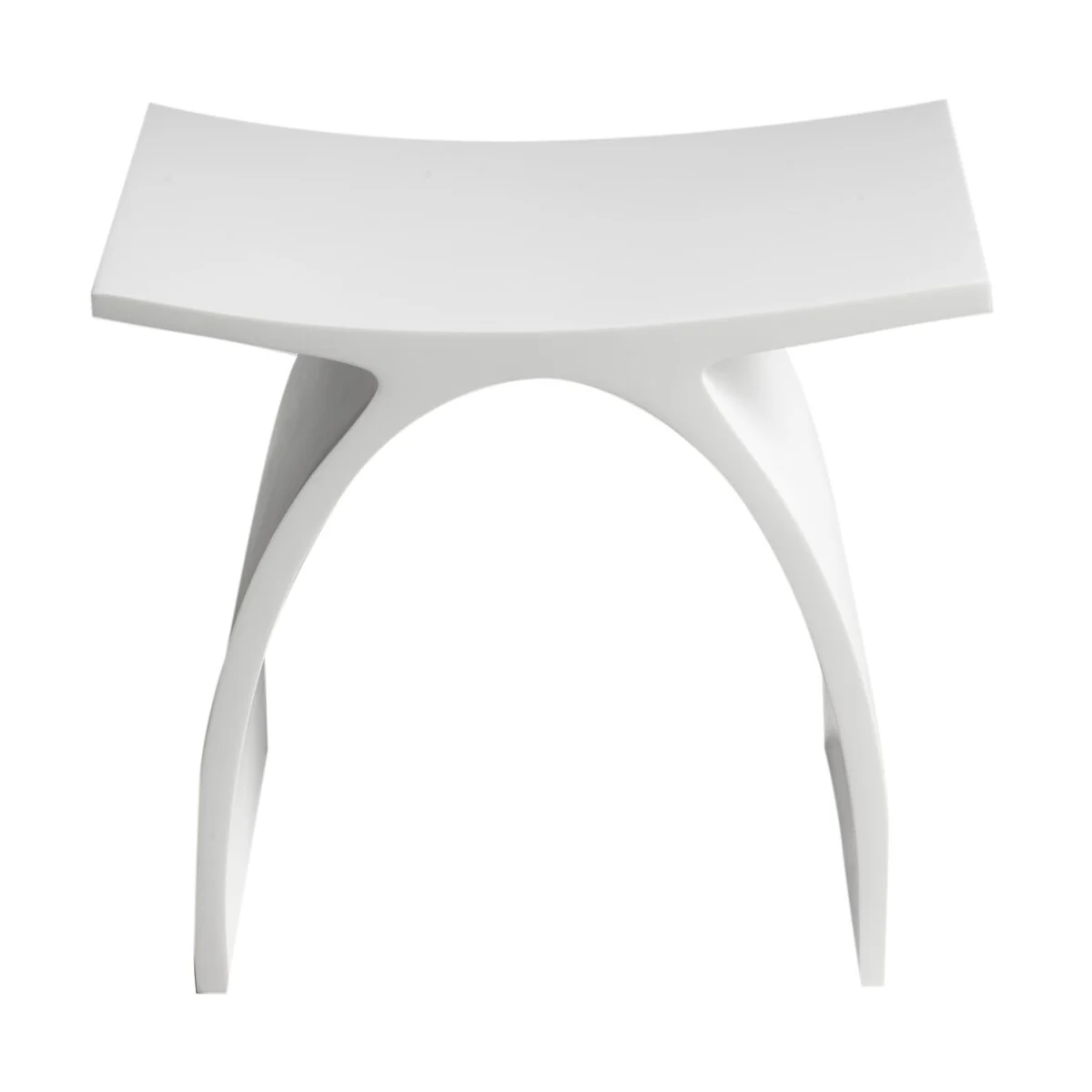 Arched White Matte Solid Surface Resin Bathroom / Shower Stool