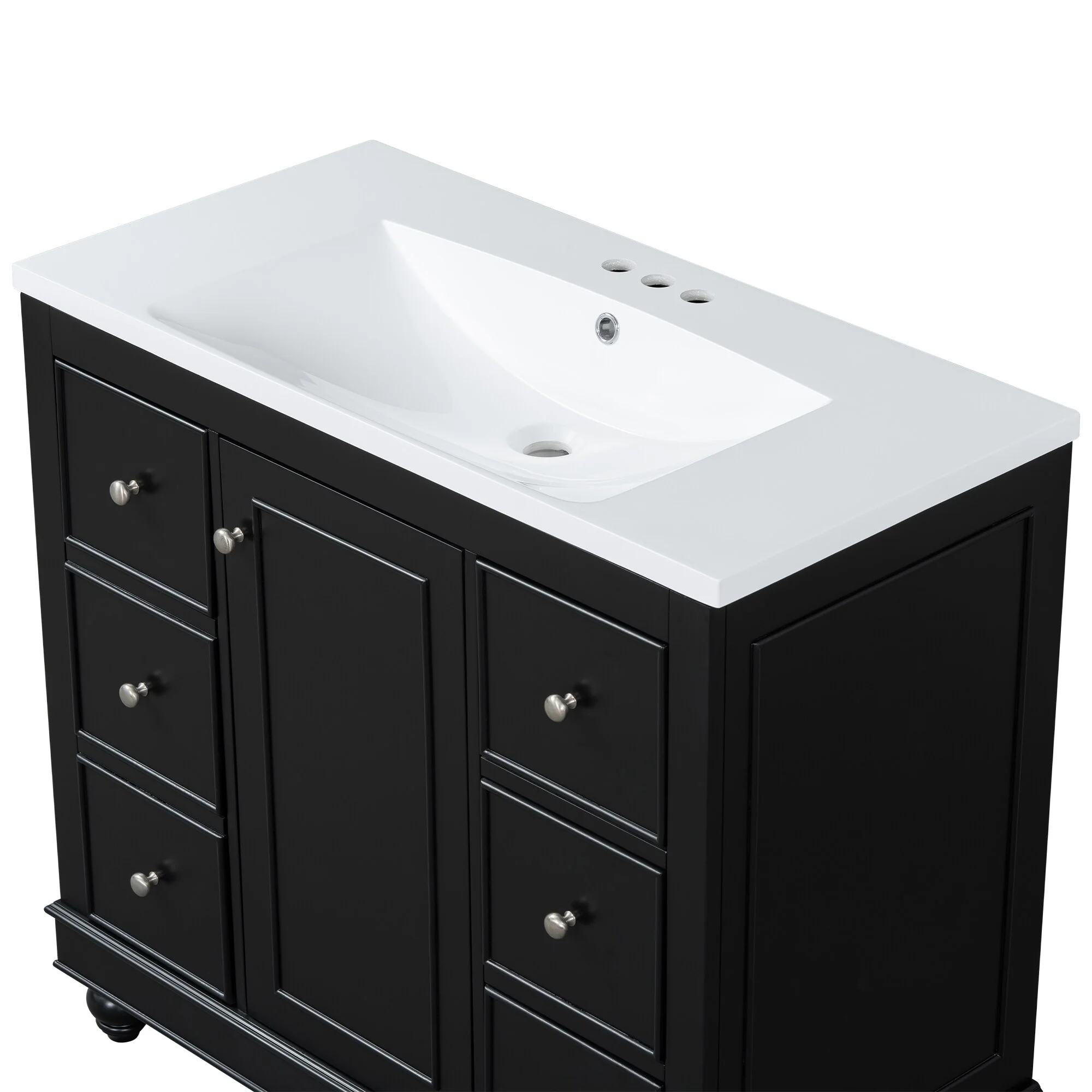 Bathroom Vanity with Sink, Bathroom Vanity Cabinet with 4 Drawers and 1 Door, Storage Cabinet with Adjustable Shelves