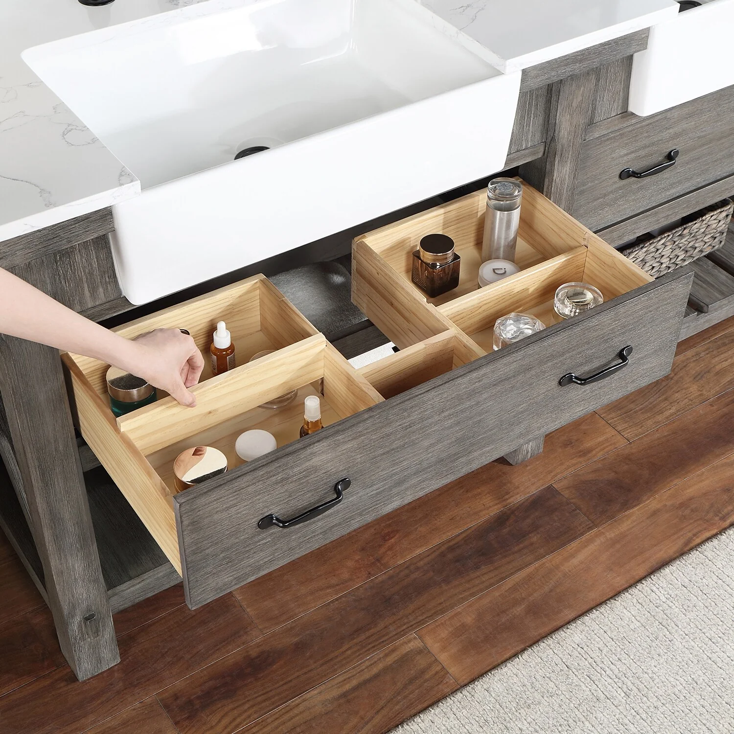 Villareal Bath Vanity with Composite Stone Top without Mirror