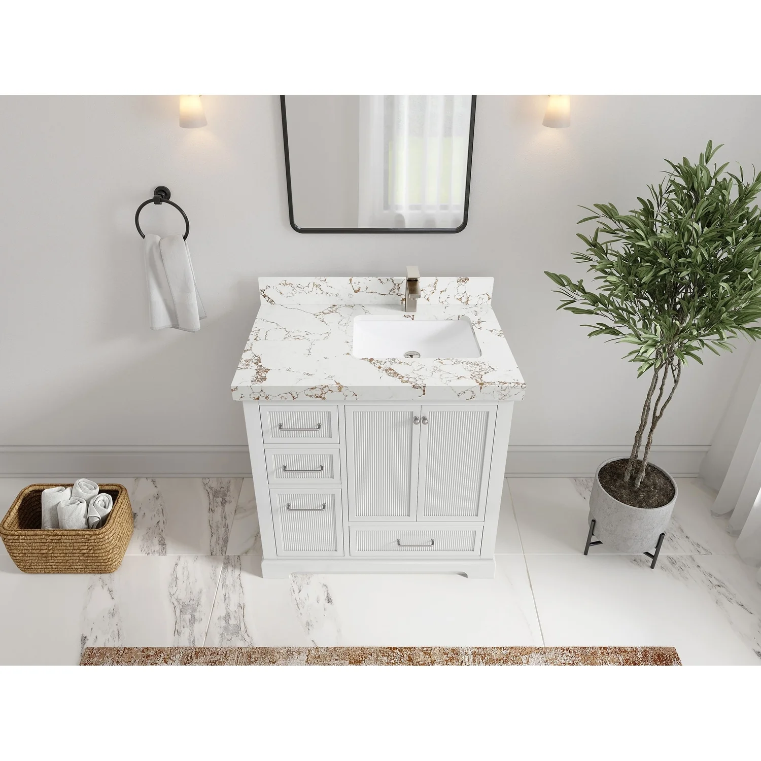 Willow Collections 36 in. W x 22 in. D Alys Right Offset Sink Bathroom Vanity with Countertop