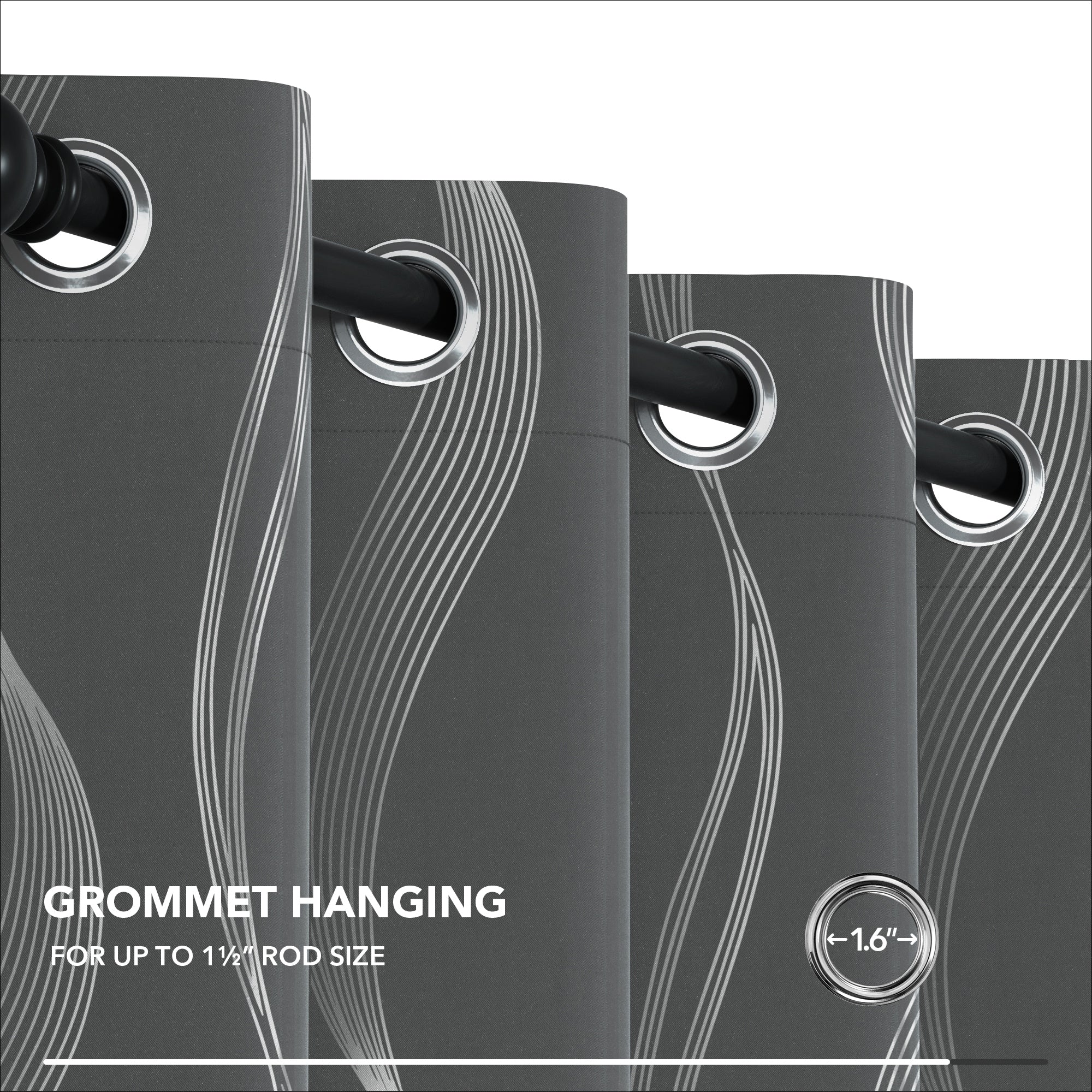 Deconovo Silver Wave 52 Width Curtain Panel Pair (2 Panel)