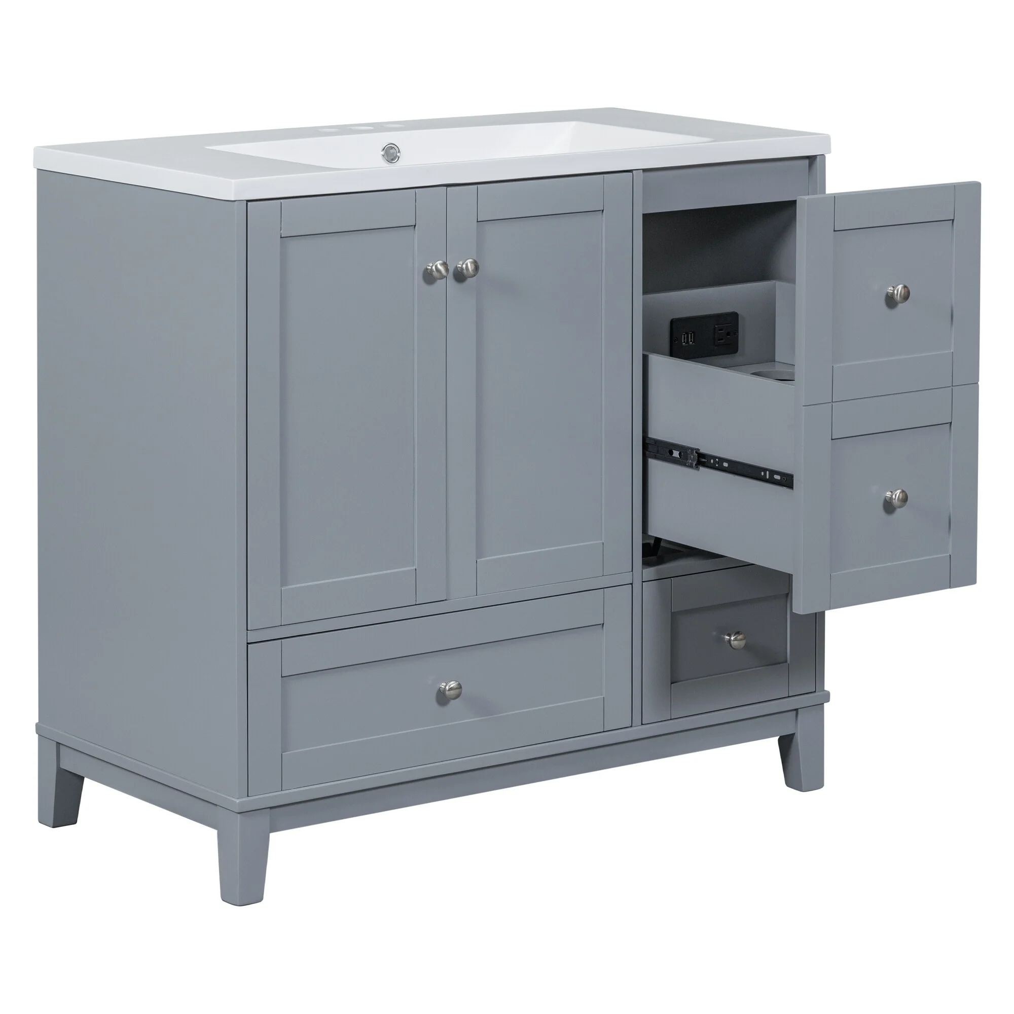 36 Inch Modern Bathroom Vanity with USB Charging