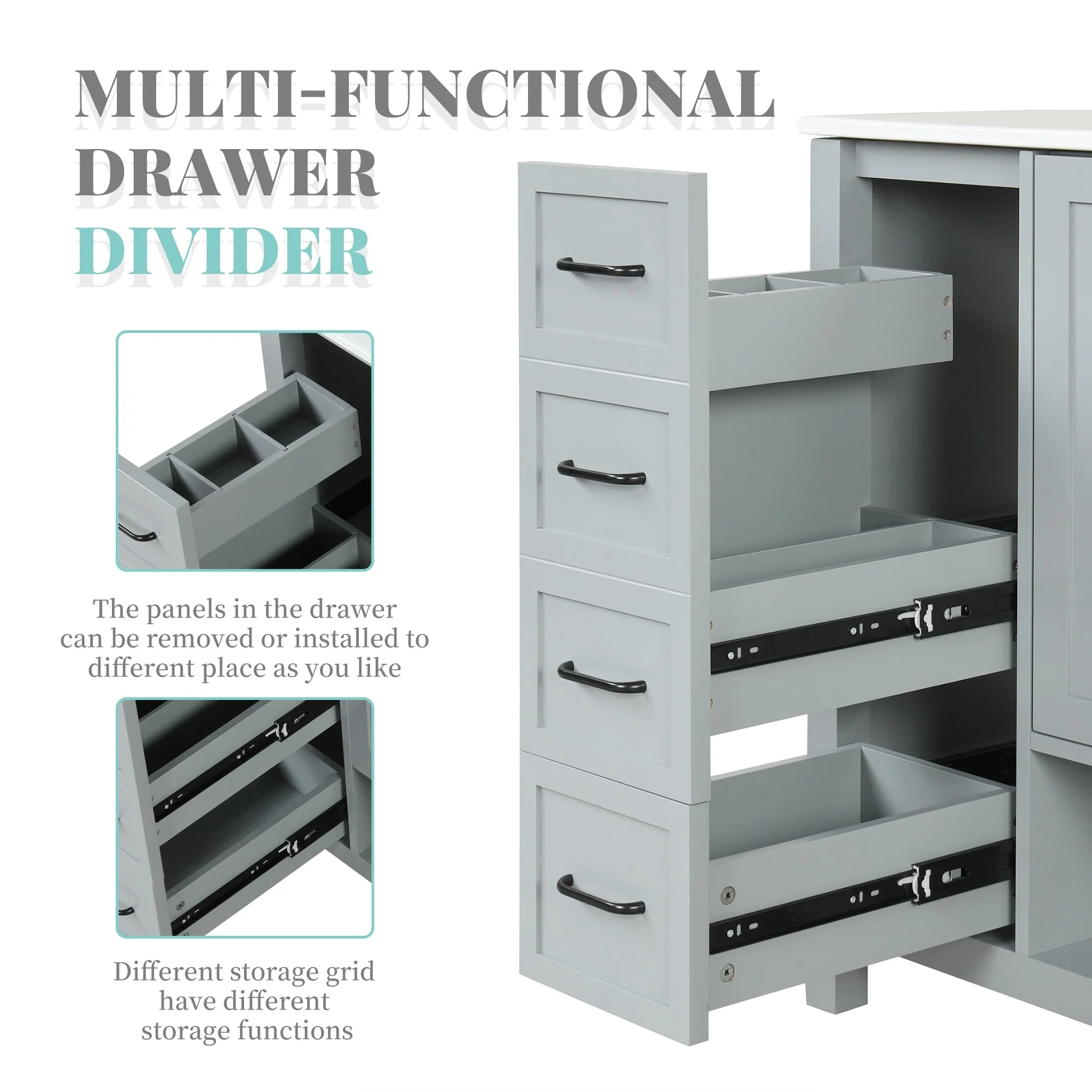 Bathroom Vanity with Ceramic Sink, Bathroom Storage Cabinet with 2 Drawers, Bathroom Vanity with 1 Tip-Out Drawer and 1 Door