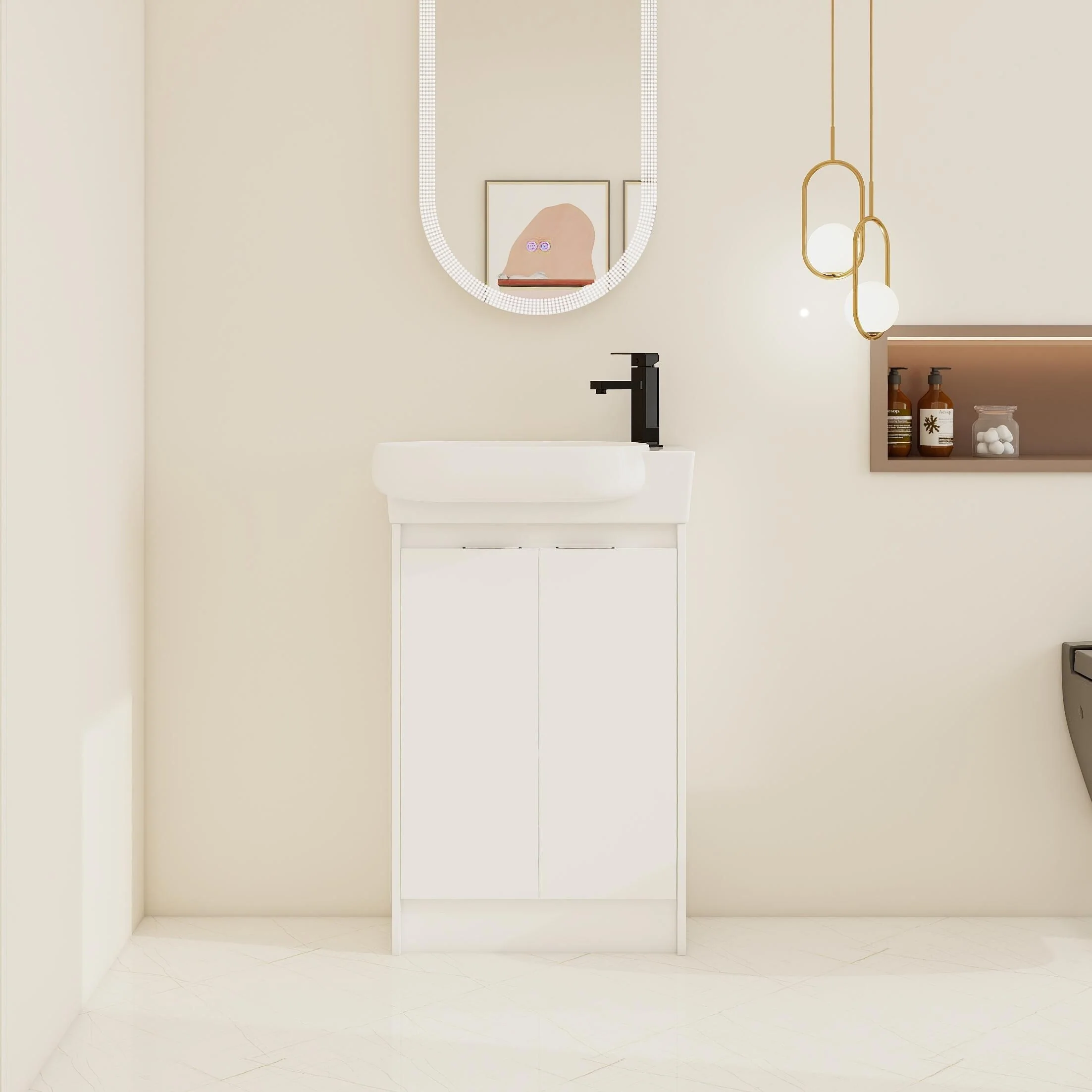 BNK 16/18/23 inch Freestanding/Floating Bathroom Vanity with Single Sink,Powder Room Vanity with Soft Close Door