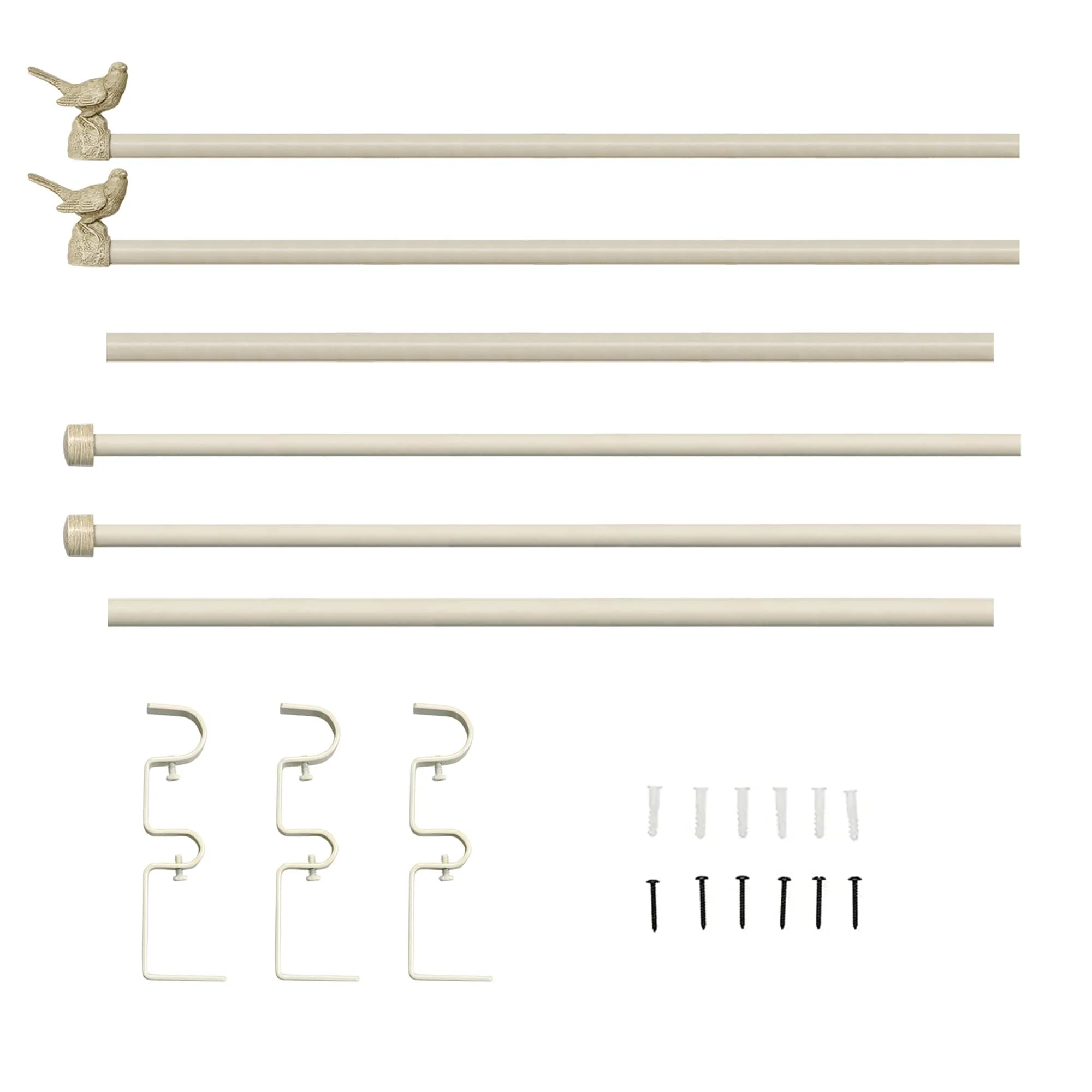 MERIVILLE 1-Inch Diameter Double Window Curtain Rod, Bird Finials