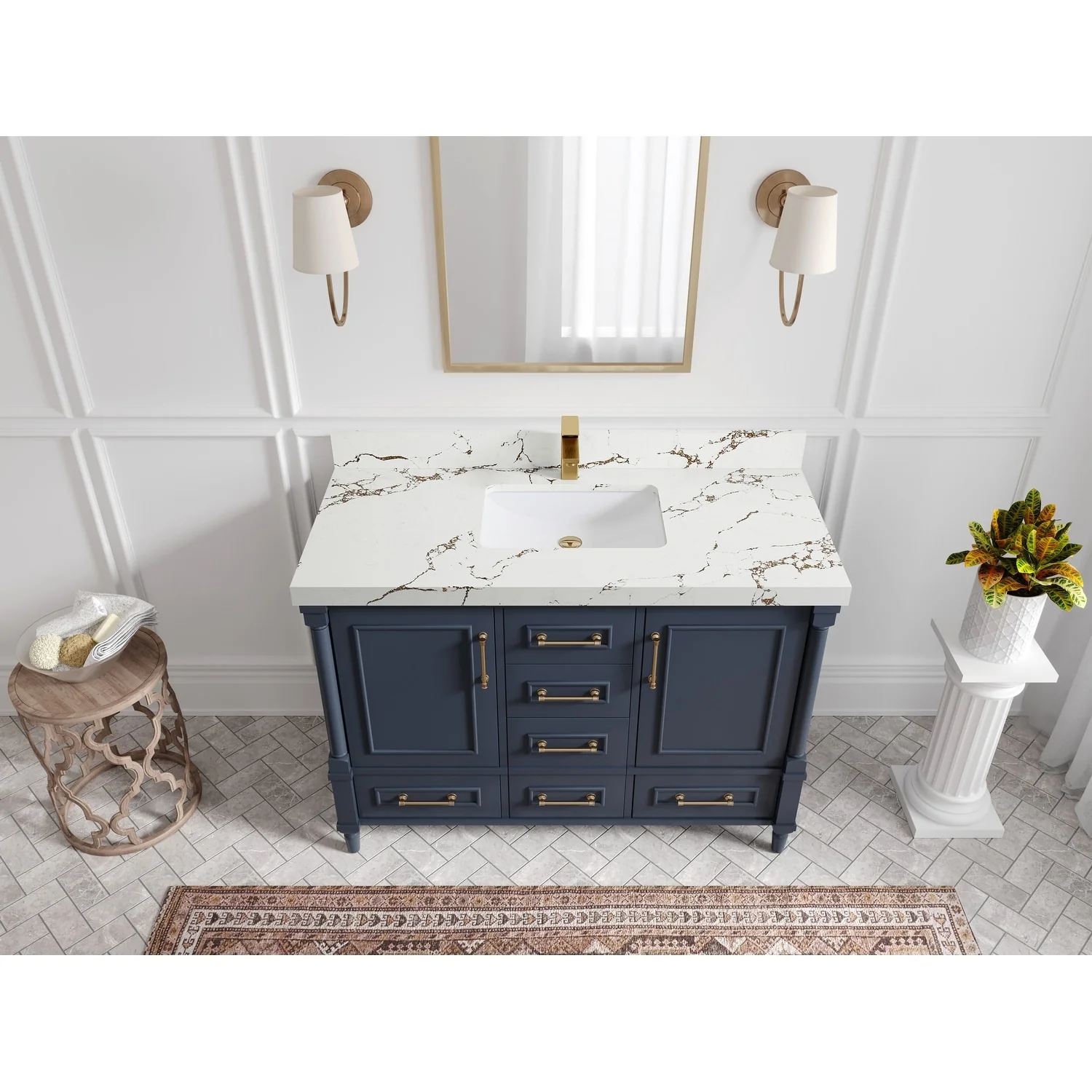Willow Collections 48 in. W x 22 in. D Aberdeen Single Bowl Sink Bathroom Vanity with Countertop