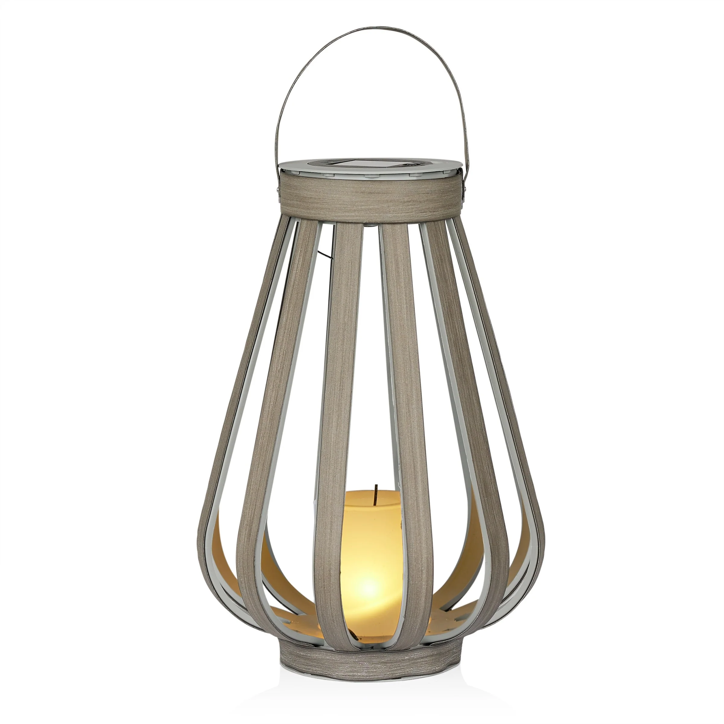 Solar Grey Decorative Plastic Lantern with Warm White LED