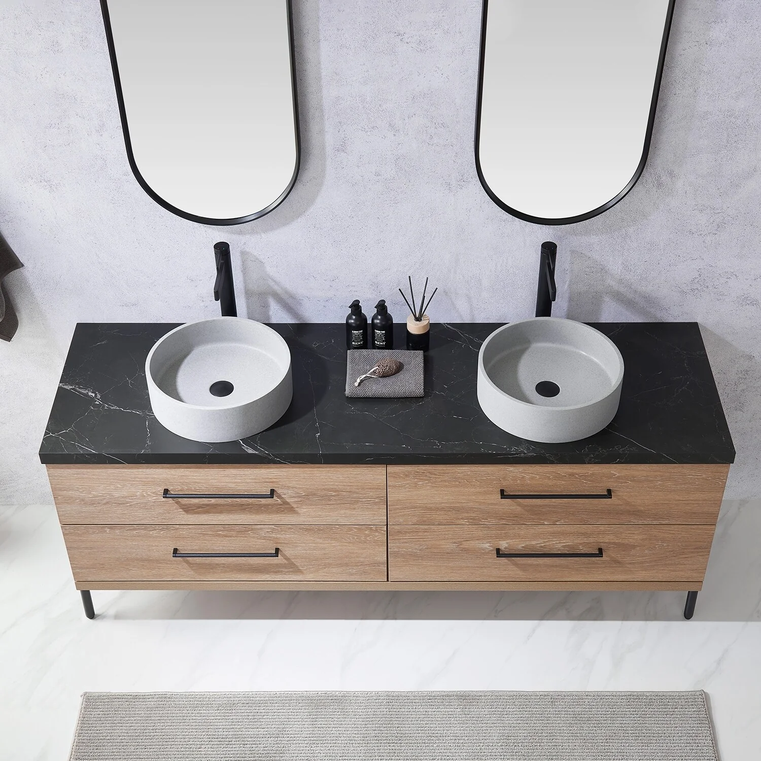 Trento Bath Vanity with Sintered Stone Top with Concrete Sink (C)