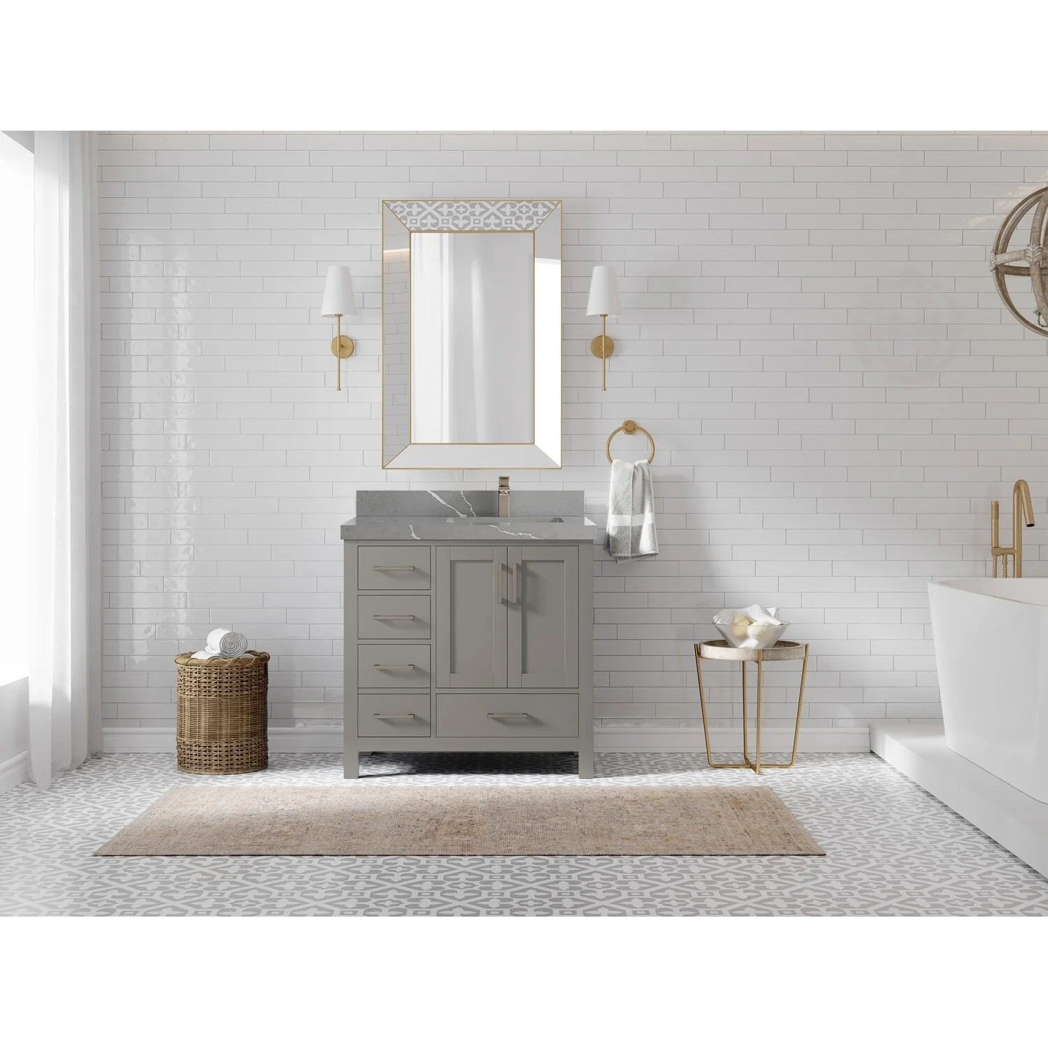 Willow Collections 36 in. W x 22 in. D Malibu Right Offset Sink Bathroom Vanity with Countertop