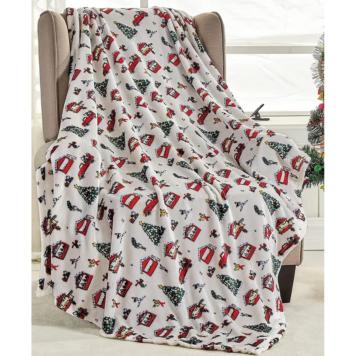 Happy Holidays Microplush Throw Blanket (50