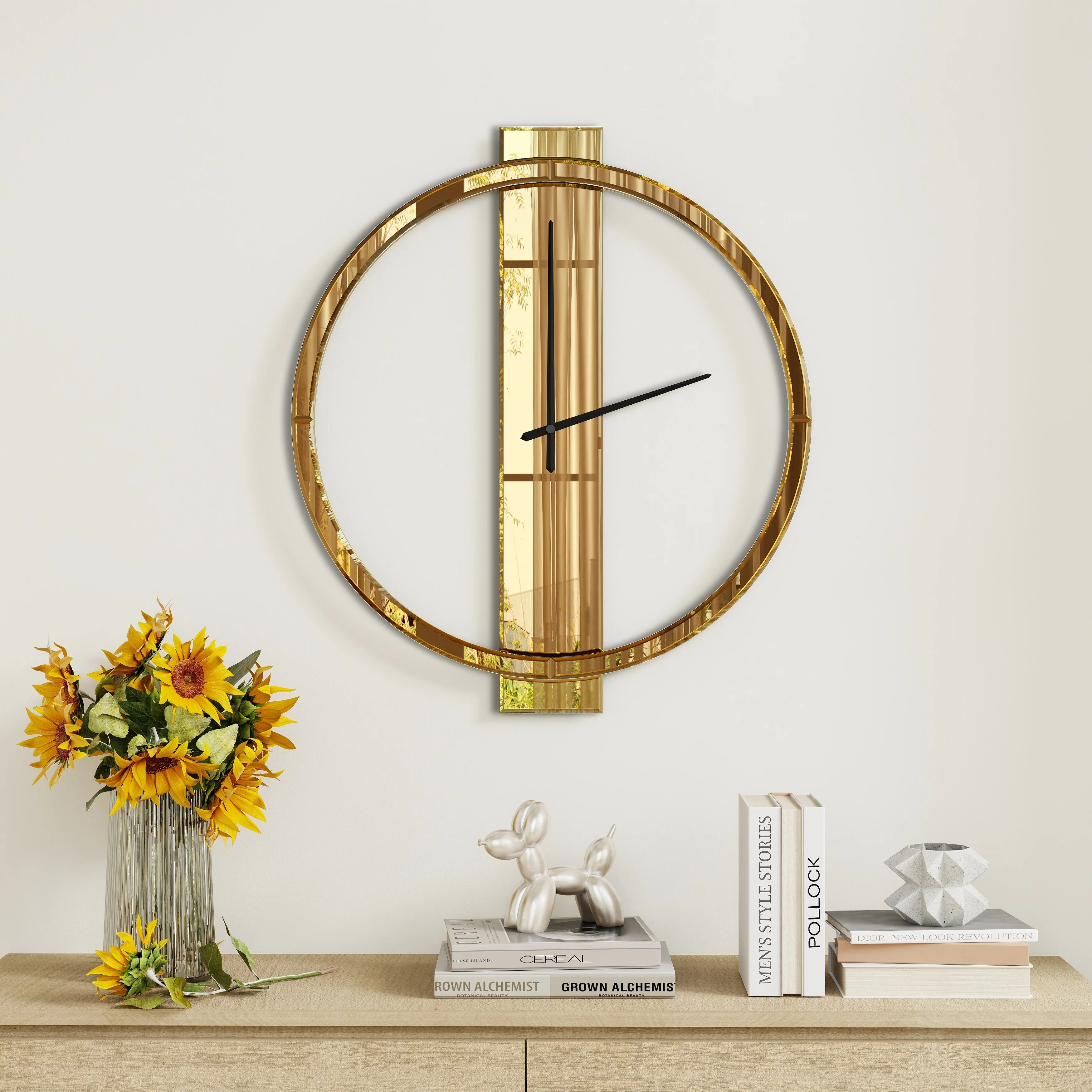 Glass Round Wall Clock 24 Inches