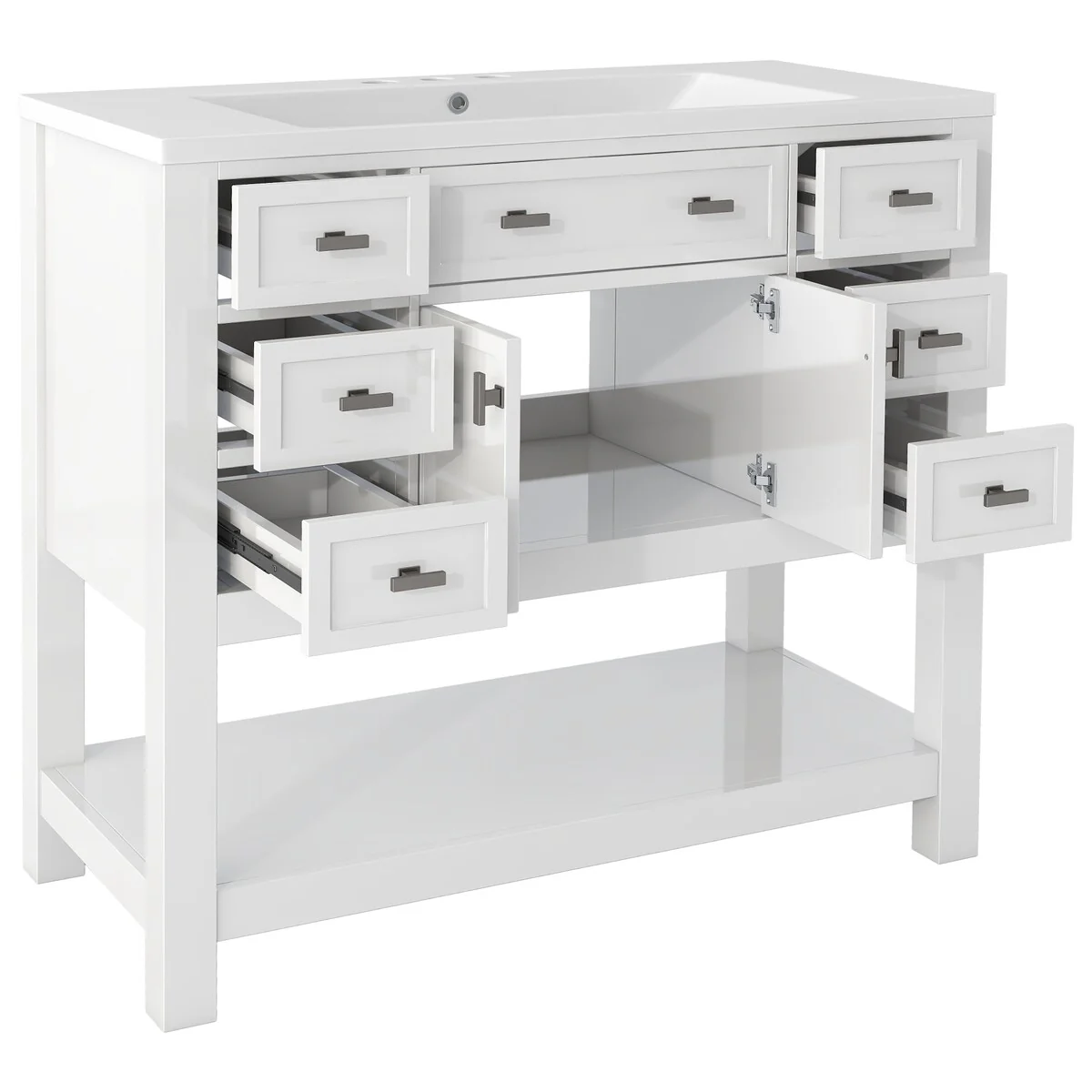 36'' Bathroom Vanity Modern Bathroom Storage Cabinet with 6 Drawers
